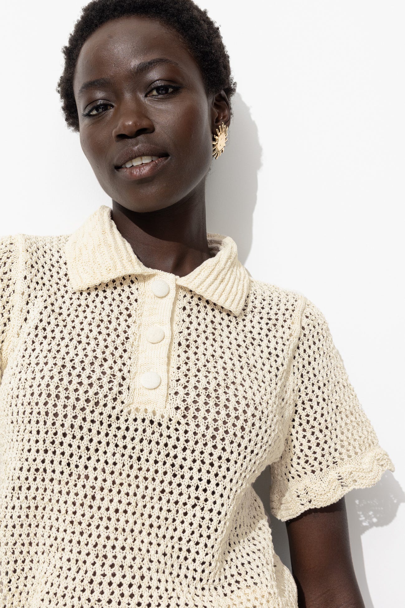Pull polo en crochet Femme