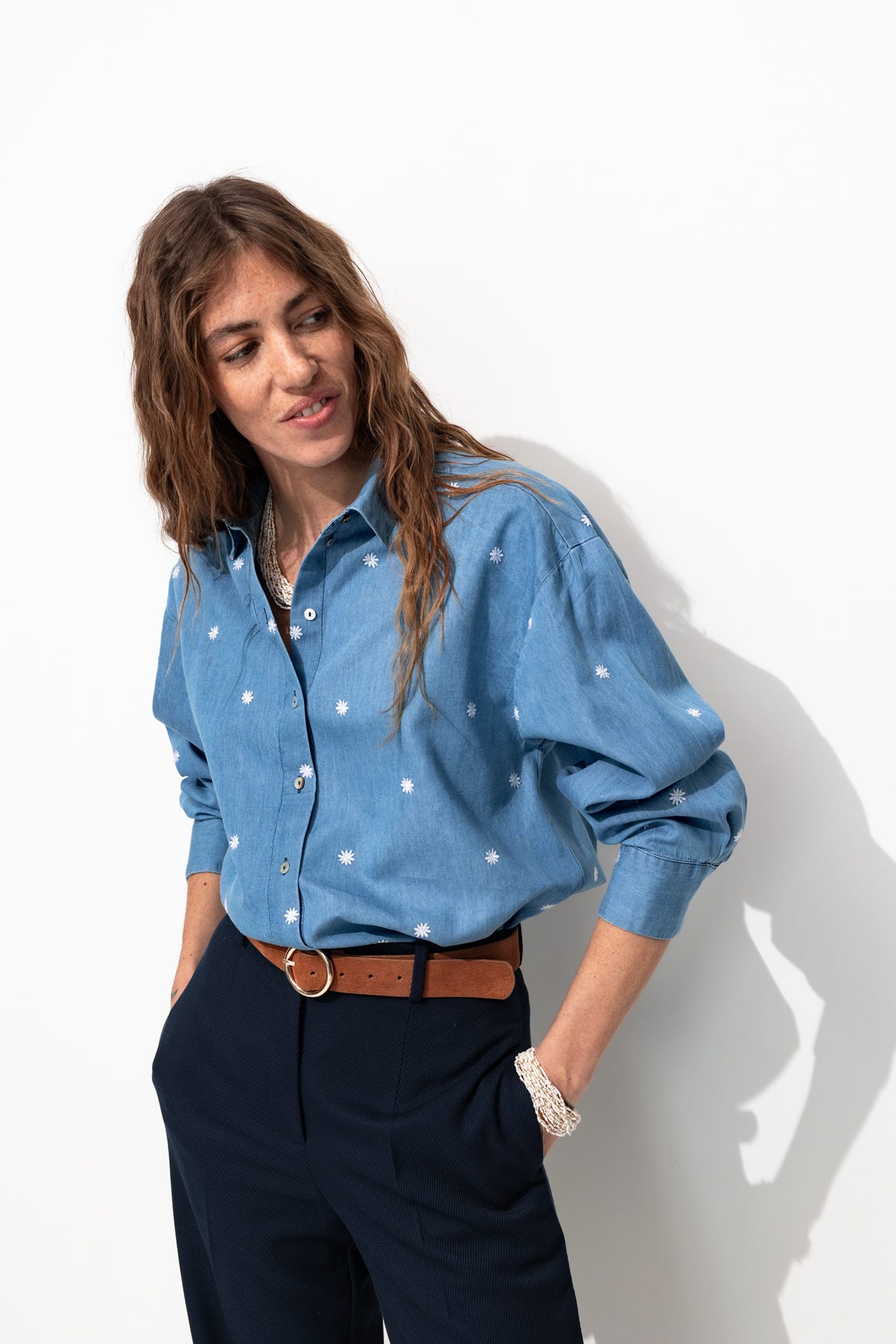 Chemise brodée oversize Femme