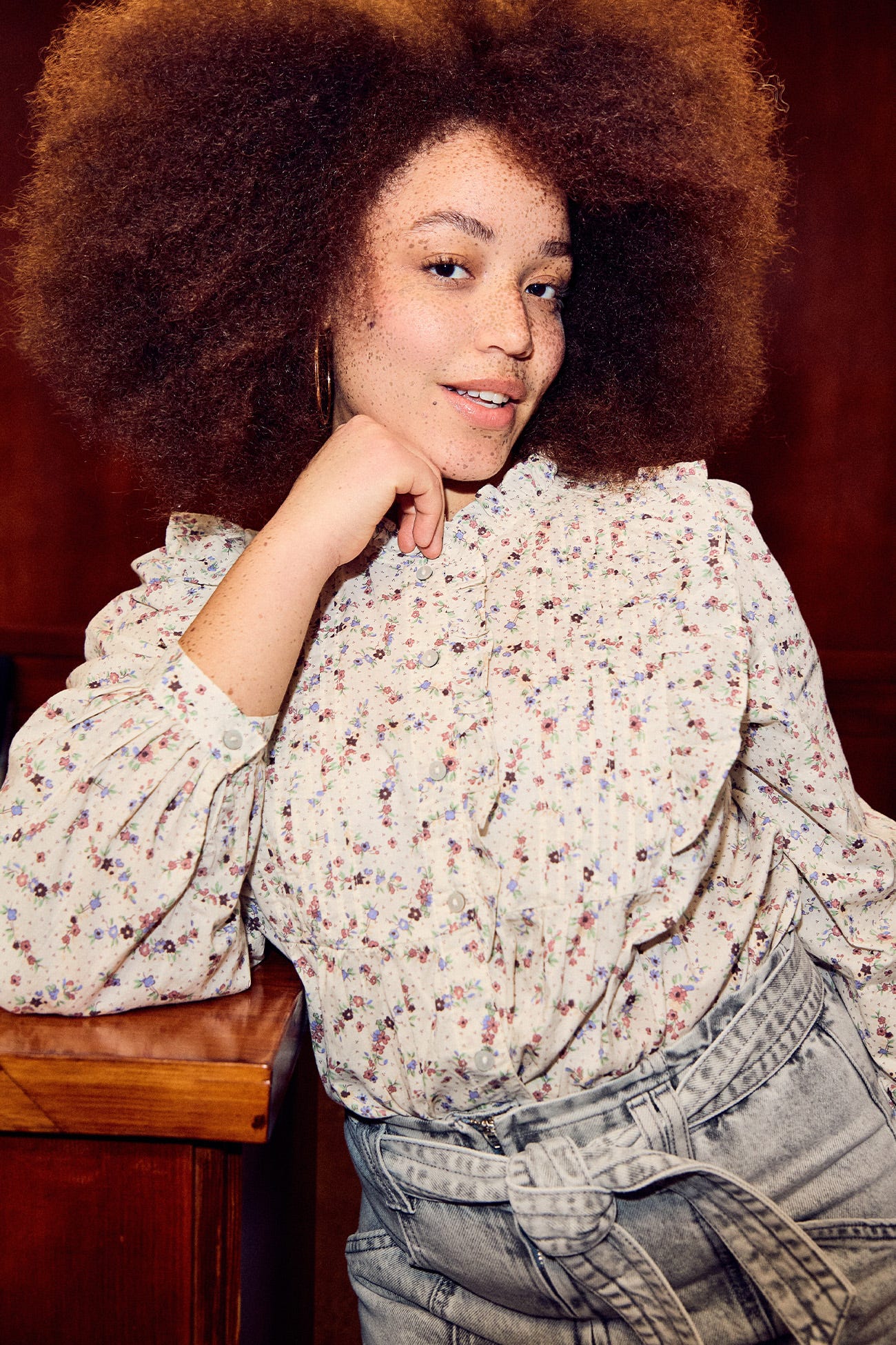 Geblümte Baumwollbluse