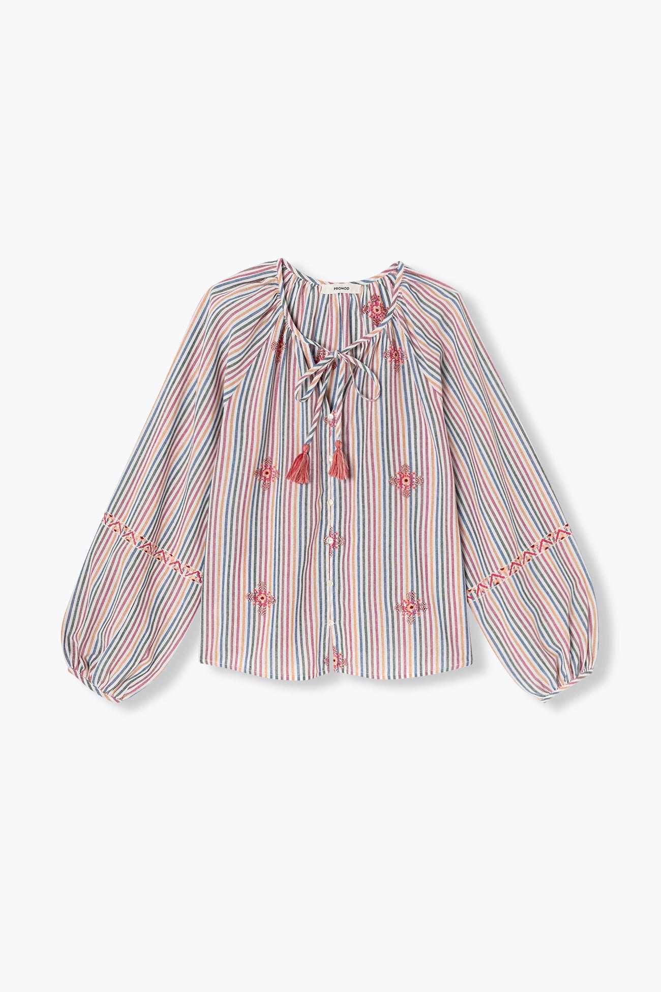 Blouse rayée brodée Femme
