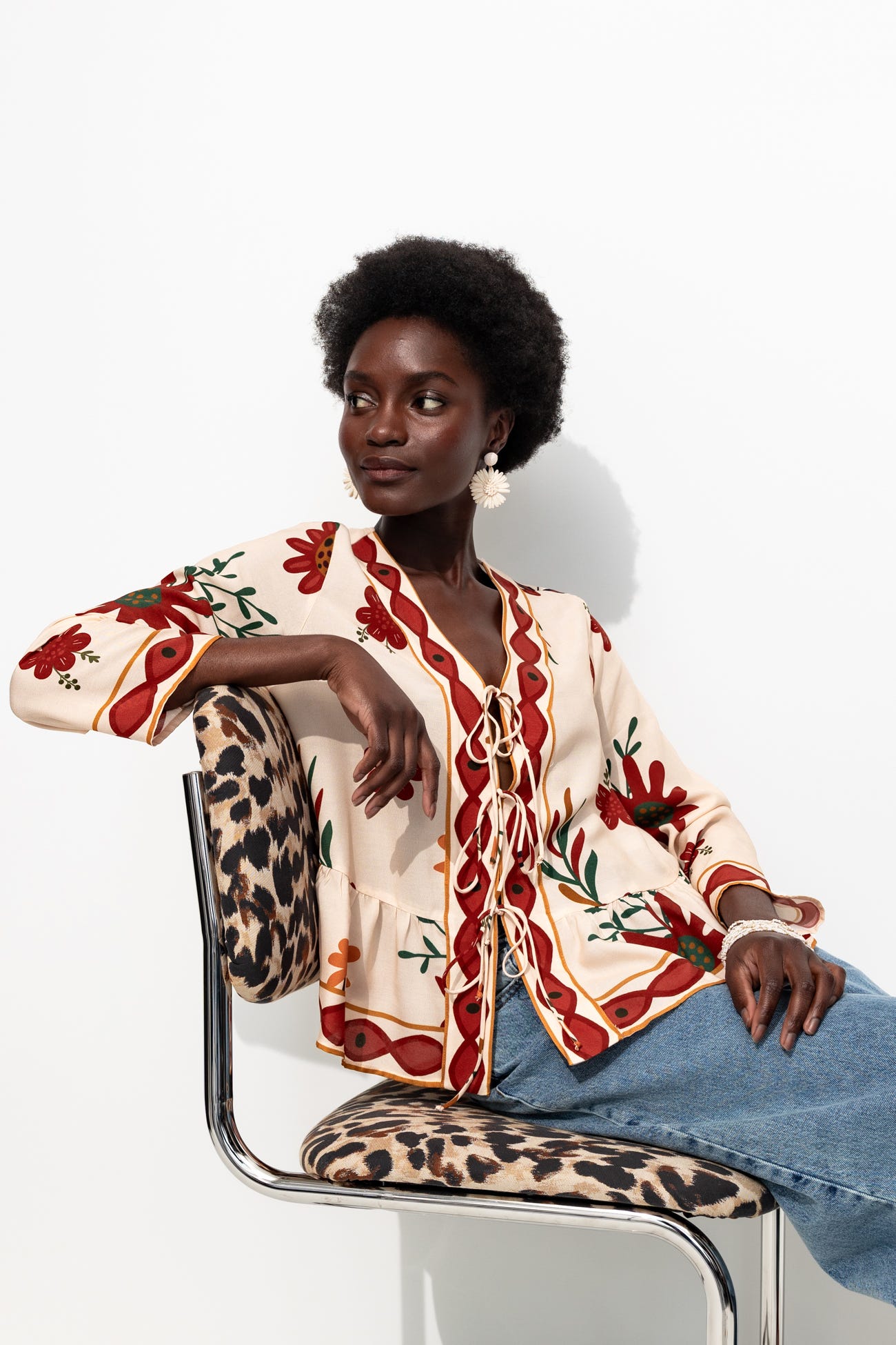 Blouse imprimée à nouettes