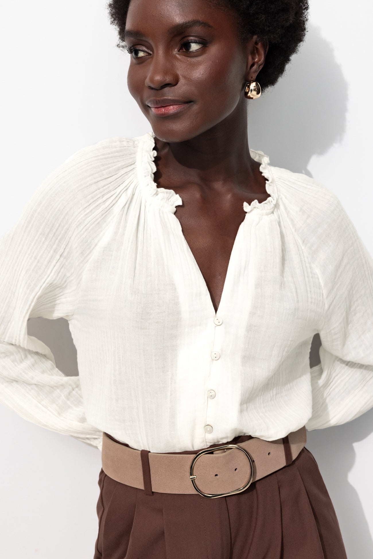 Cotton gauze shirt - Ecru