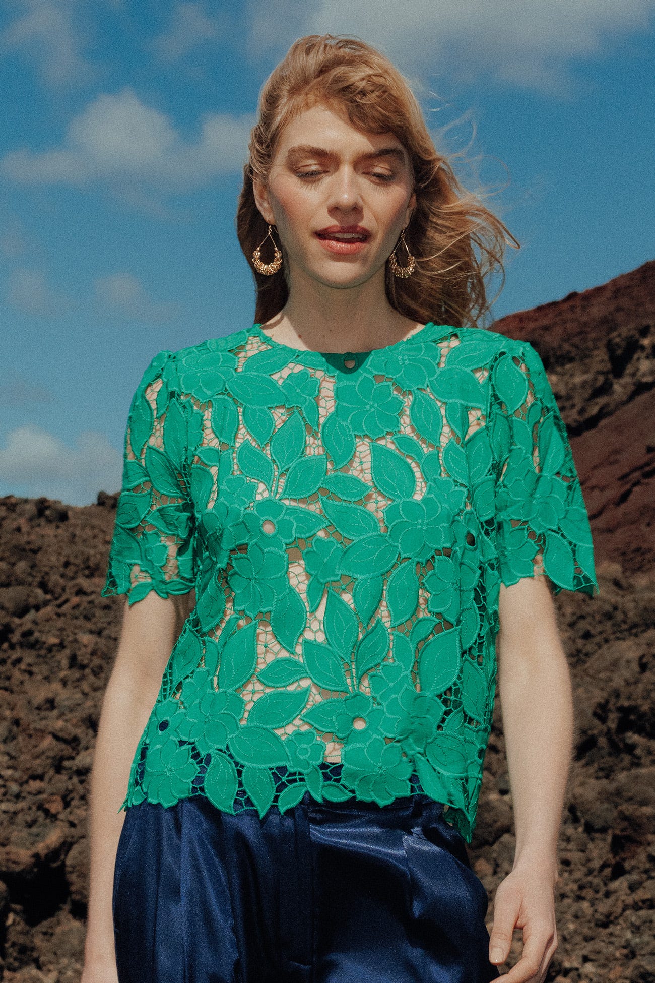 Blouse en guipure Femme