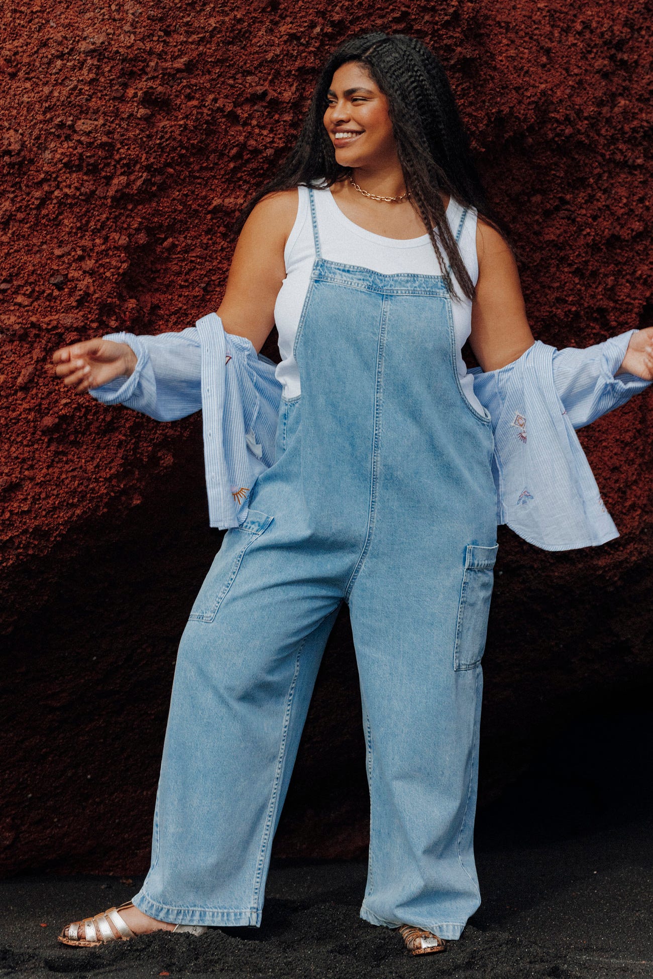 Salopette Femme En Denim Stretch - Combinaison Longue Légère, Coupe Ample, Pour Un Style Décontracté Chic