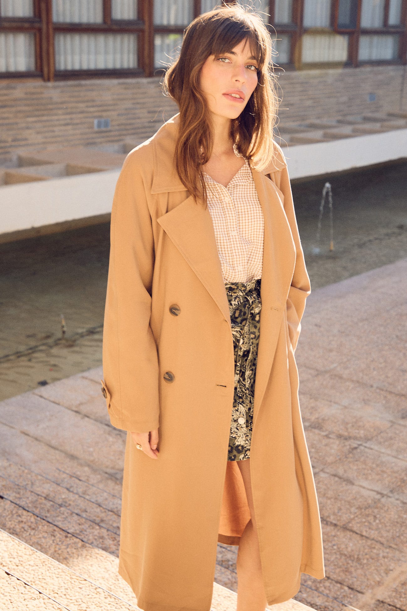 Trench long ceinturé Femme