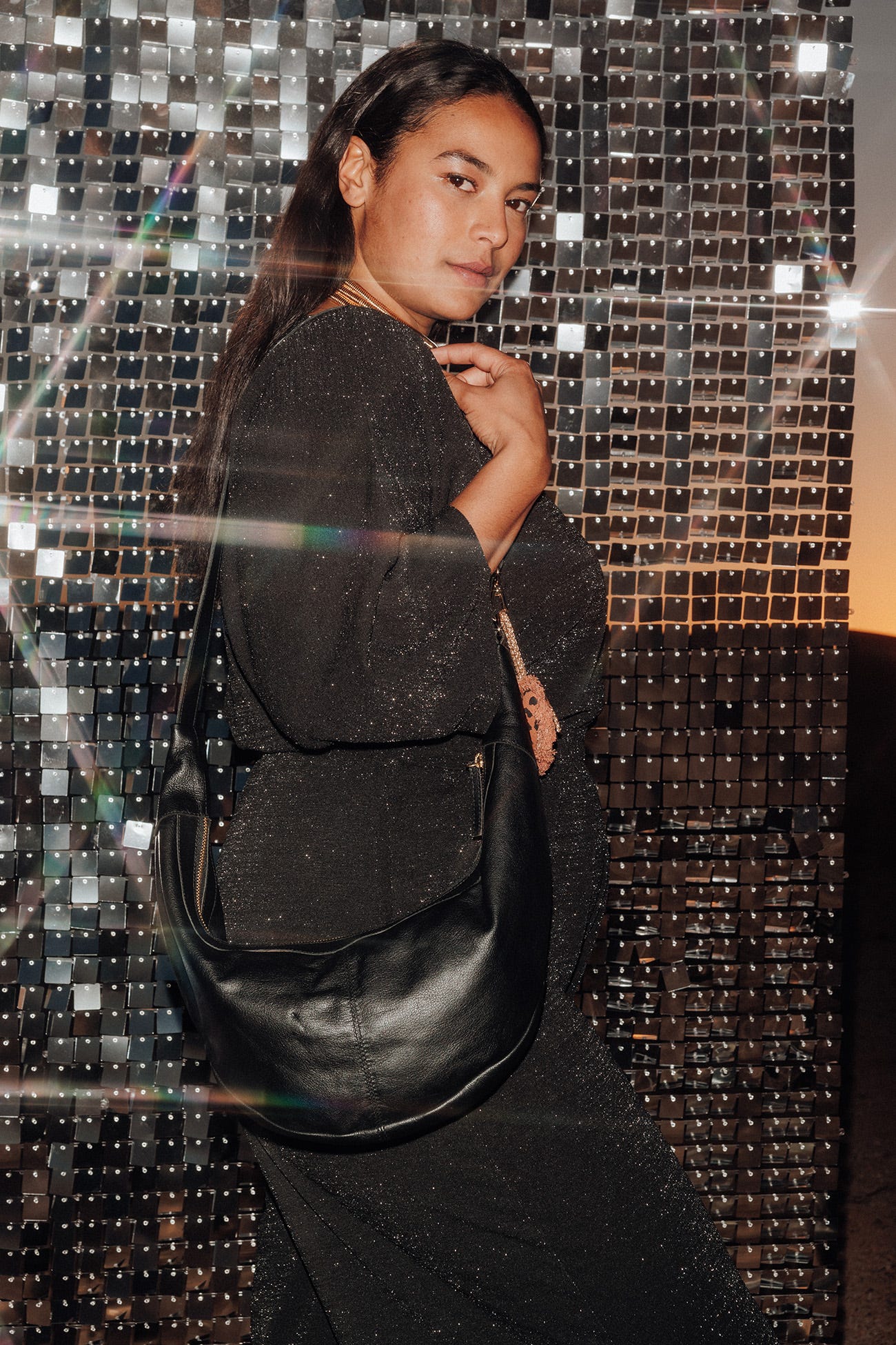 Bolso media luna piel