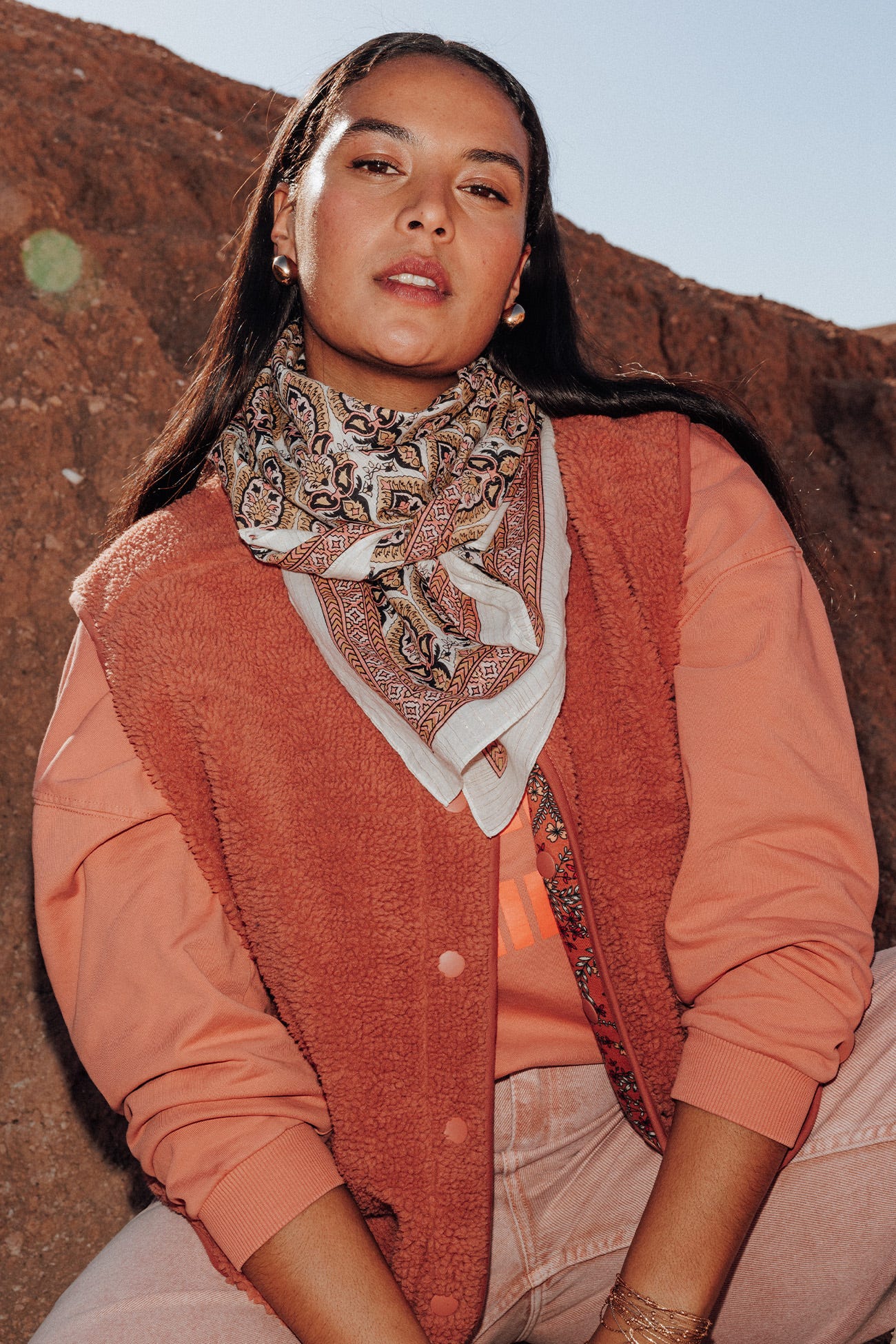 Grand foulard carré imprimé