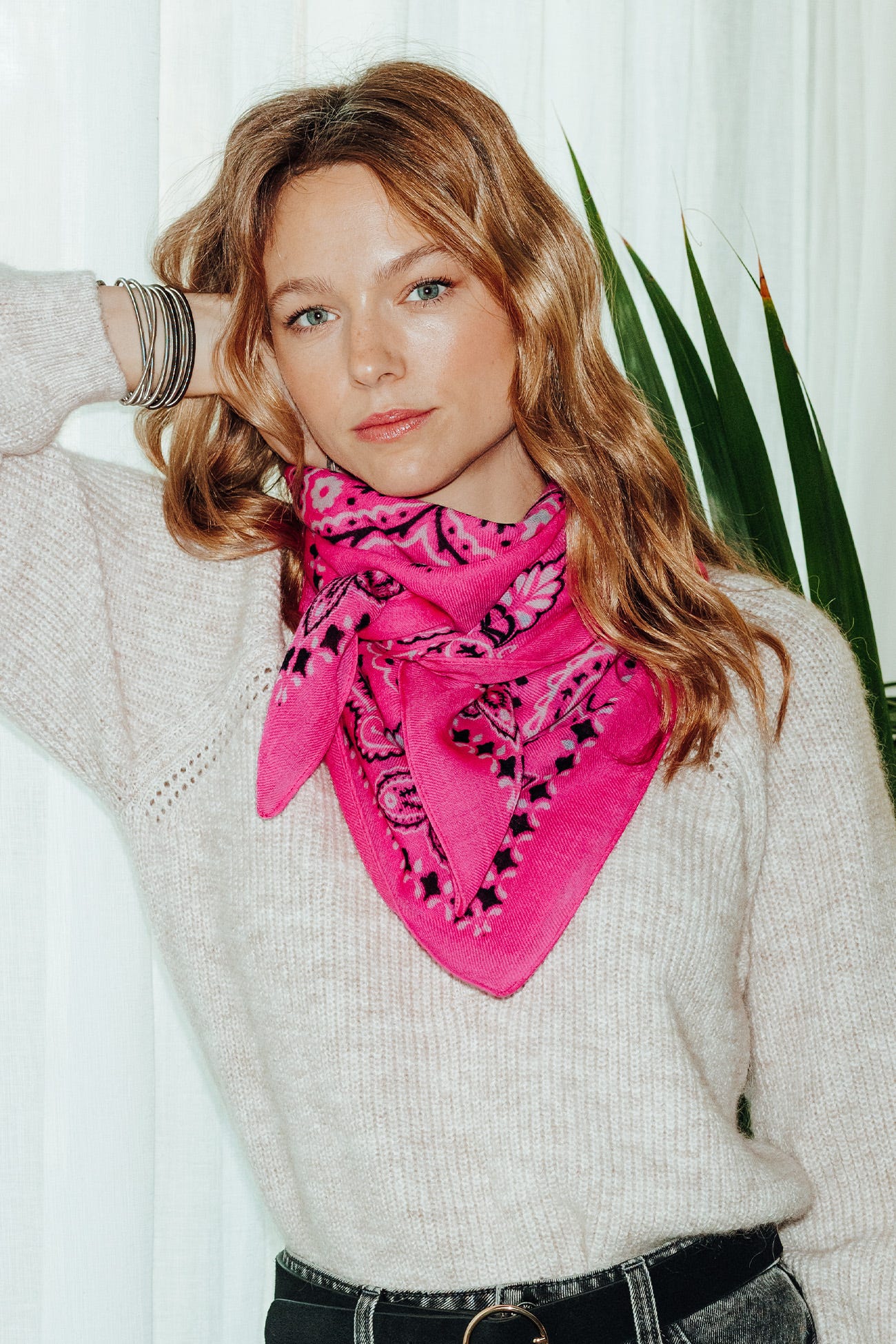 Grand foulard bandana en laine