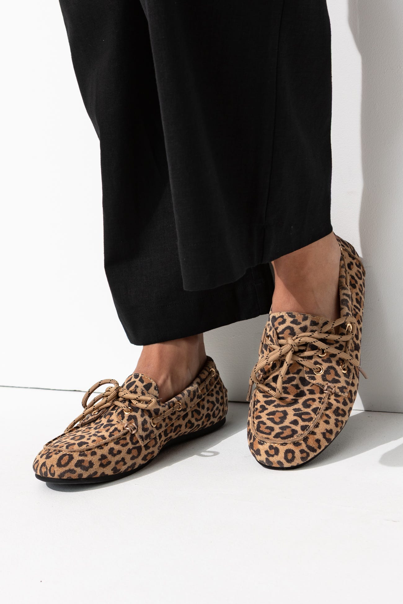 Mocassins cuir suédé léopard