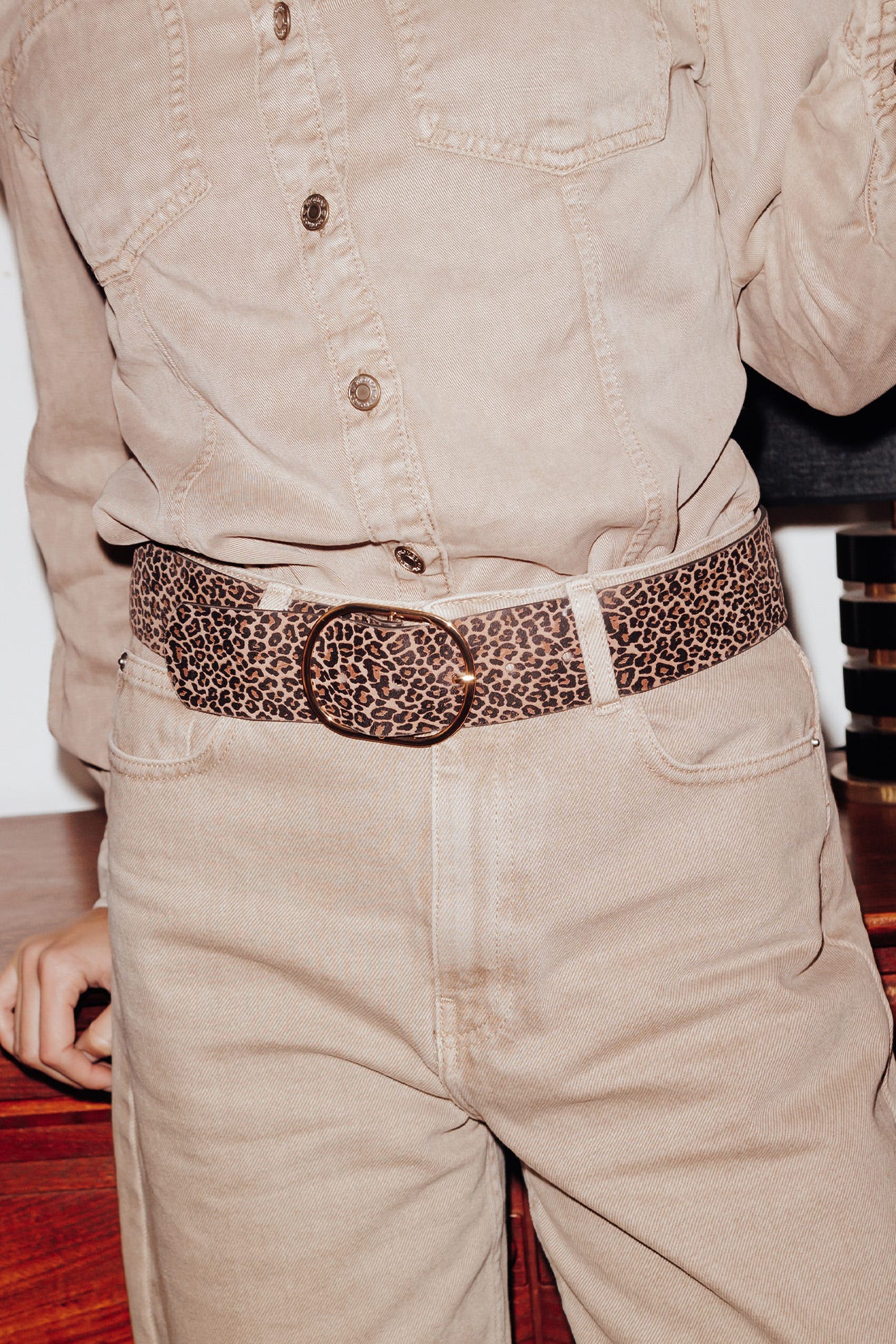 Ceinture léopard en cuir