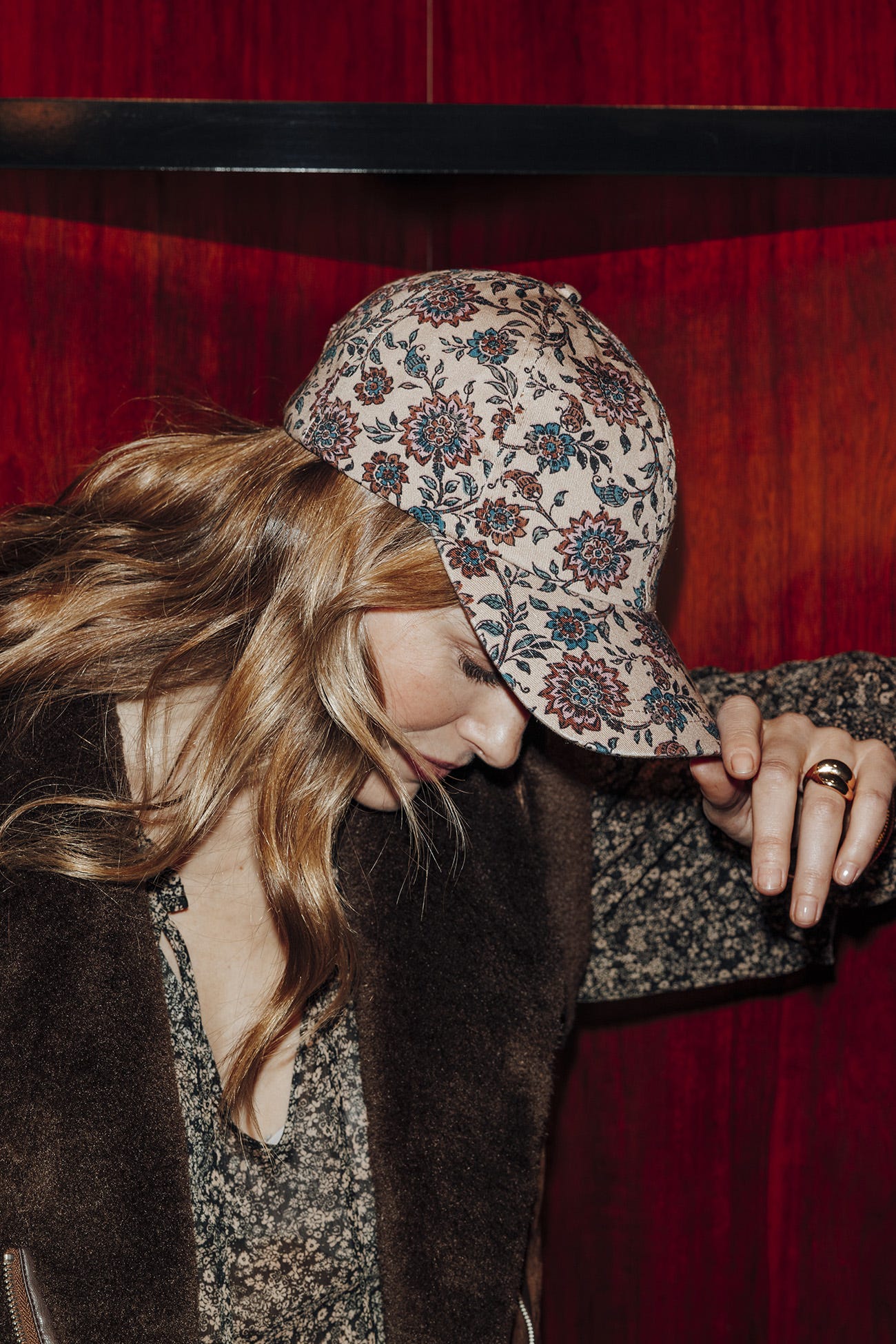 Casquette imprimée fleur Femme