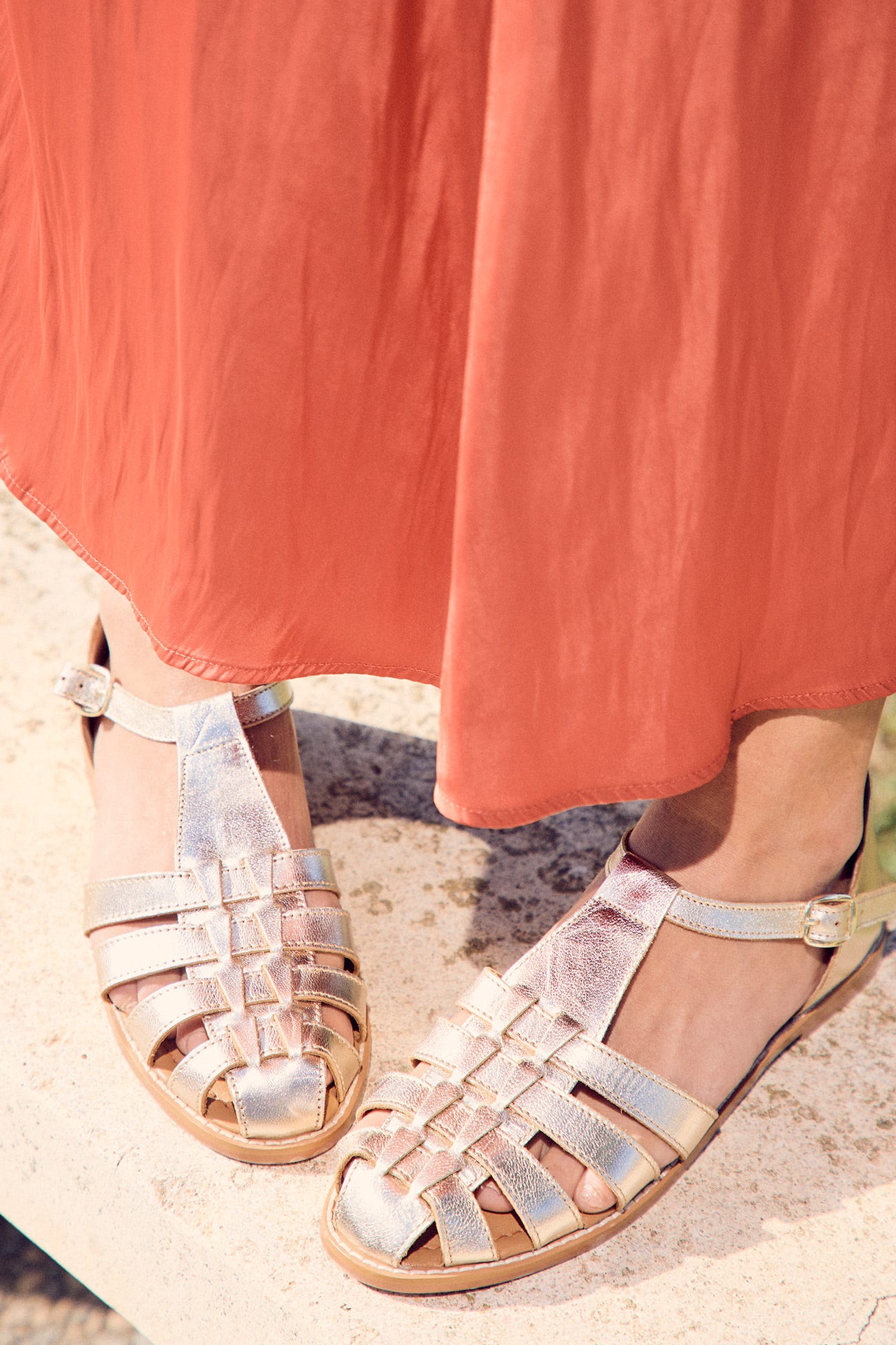 Glitzy leather sandals