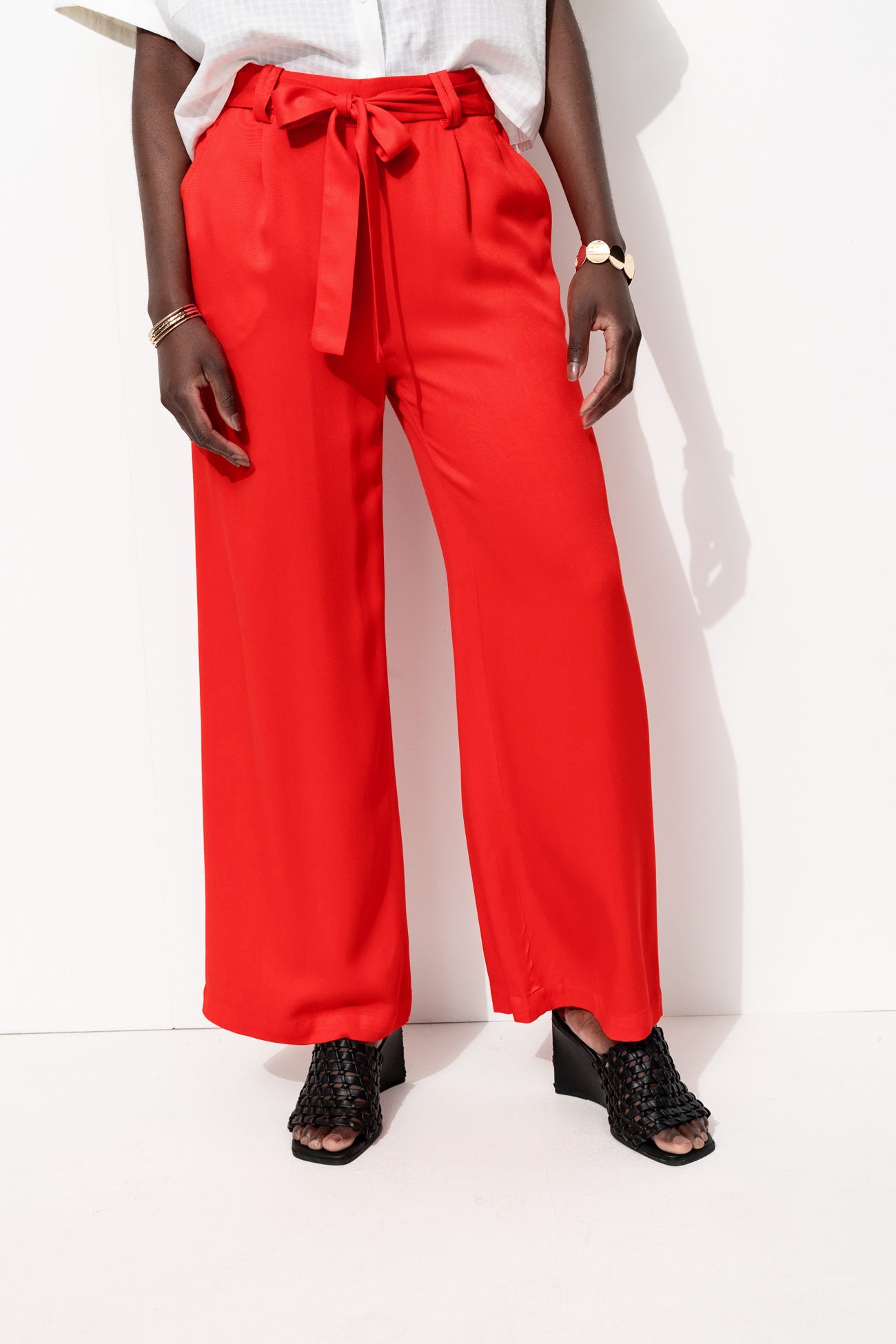 Pantalon large taille haute