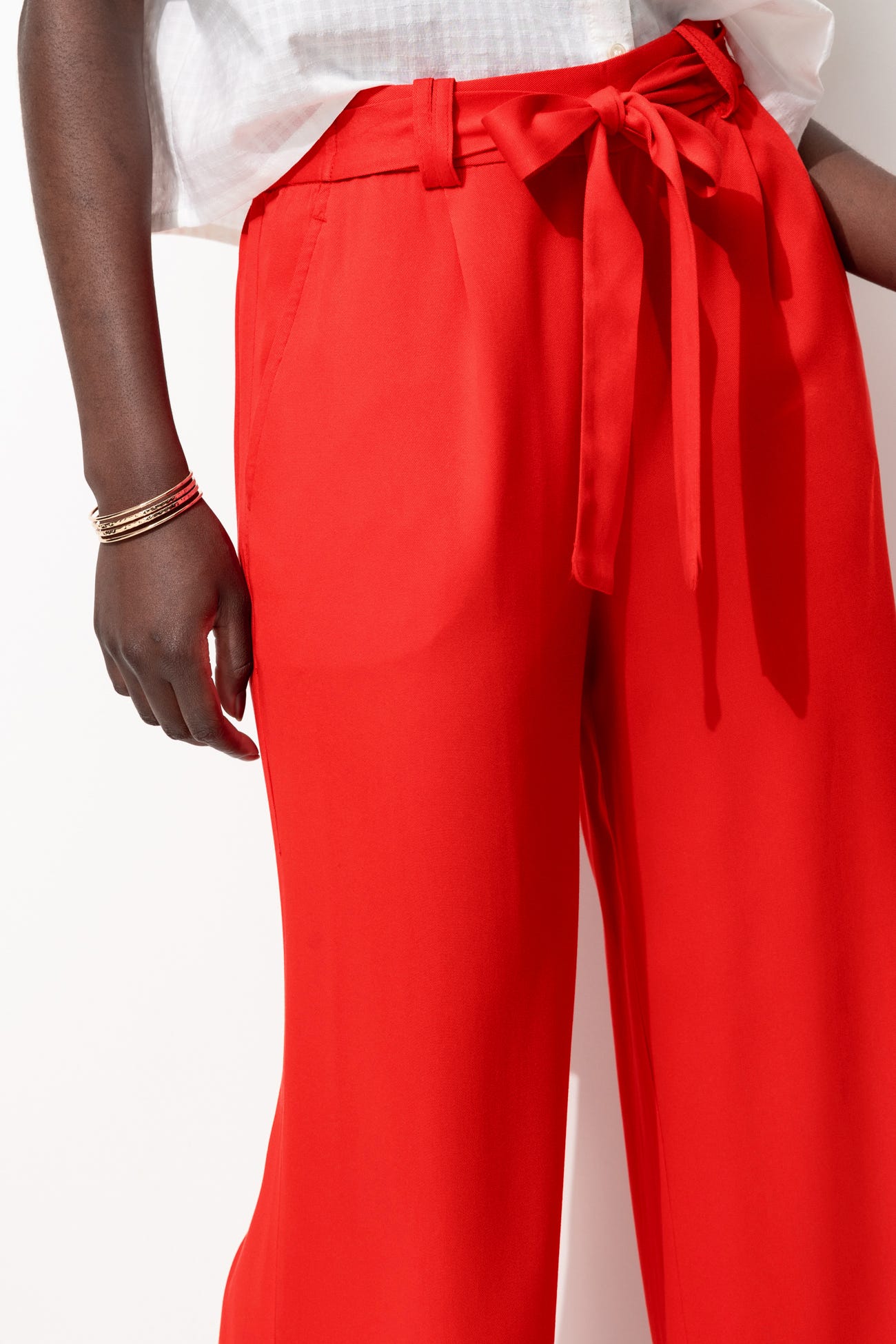 Pantalon large taille haute