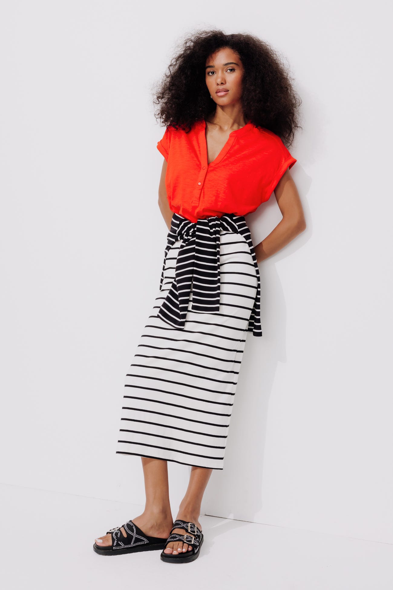 T-shirt col tunisien Femme