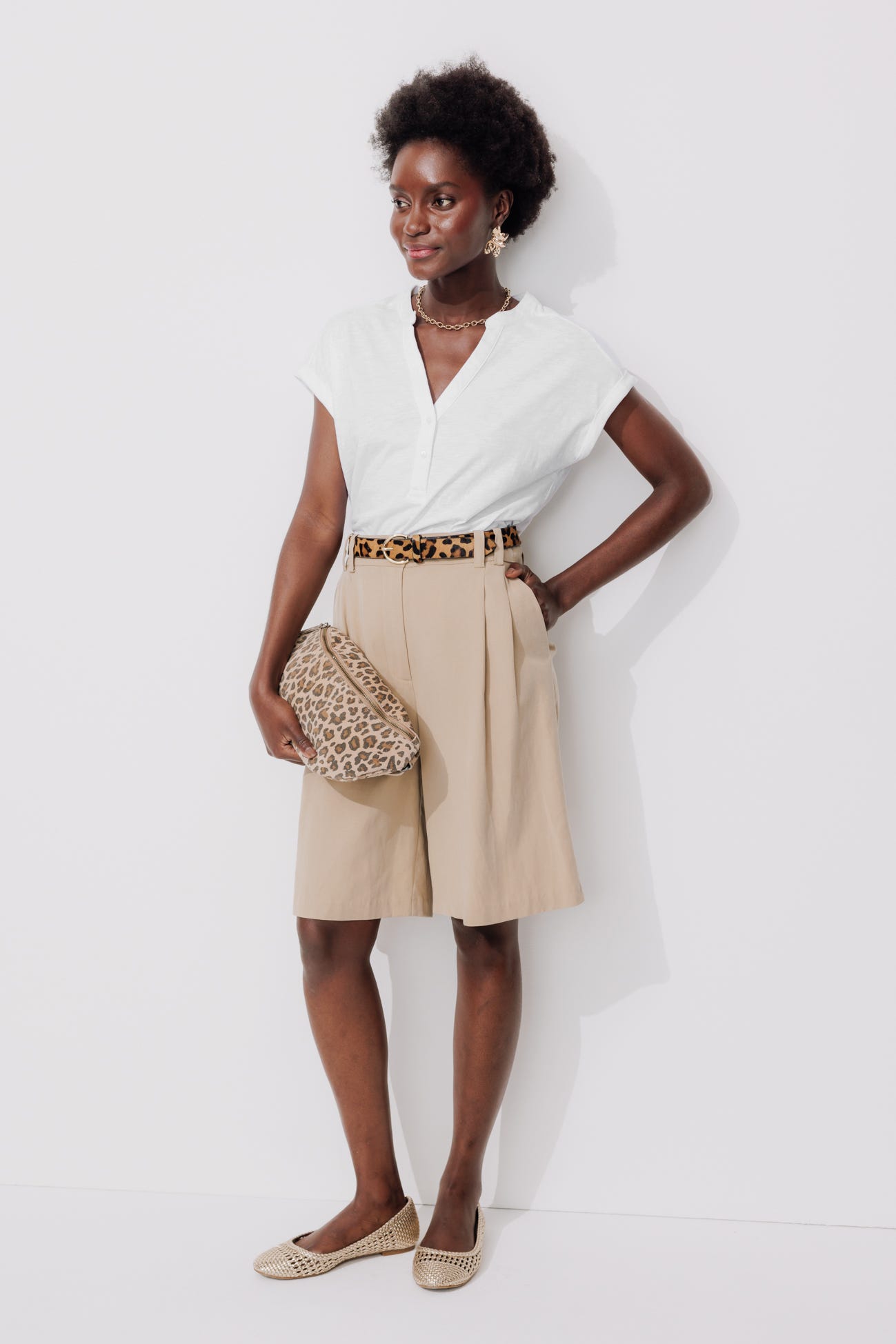 T-shirt col tunisien Femme