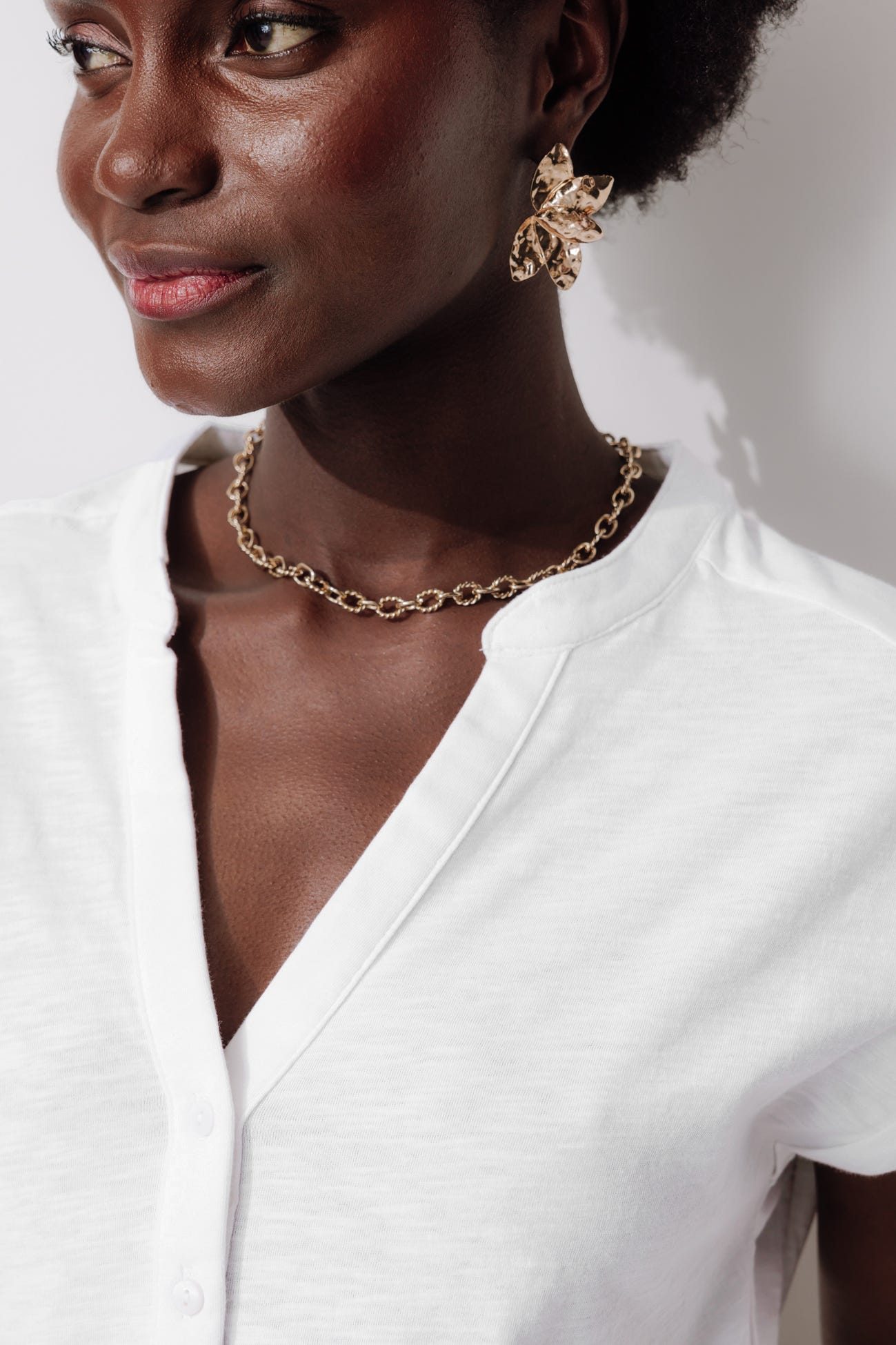 T-shirt col tunisien Femme