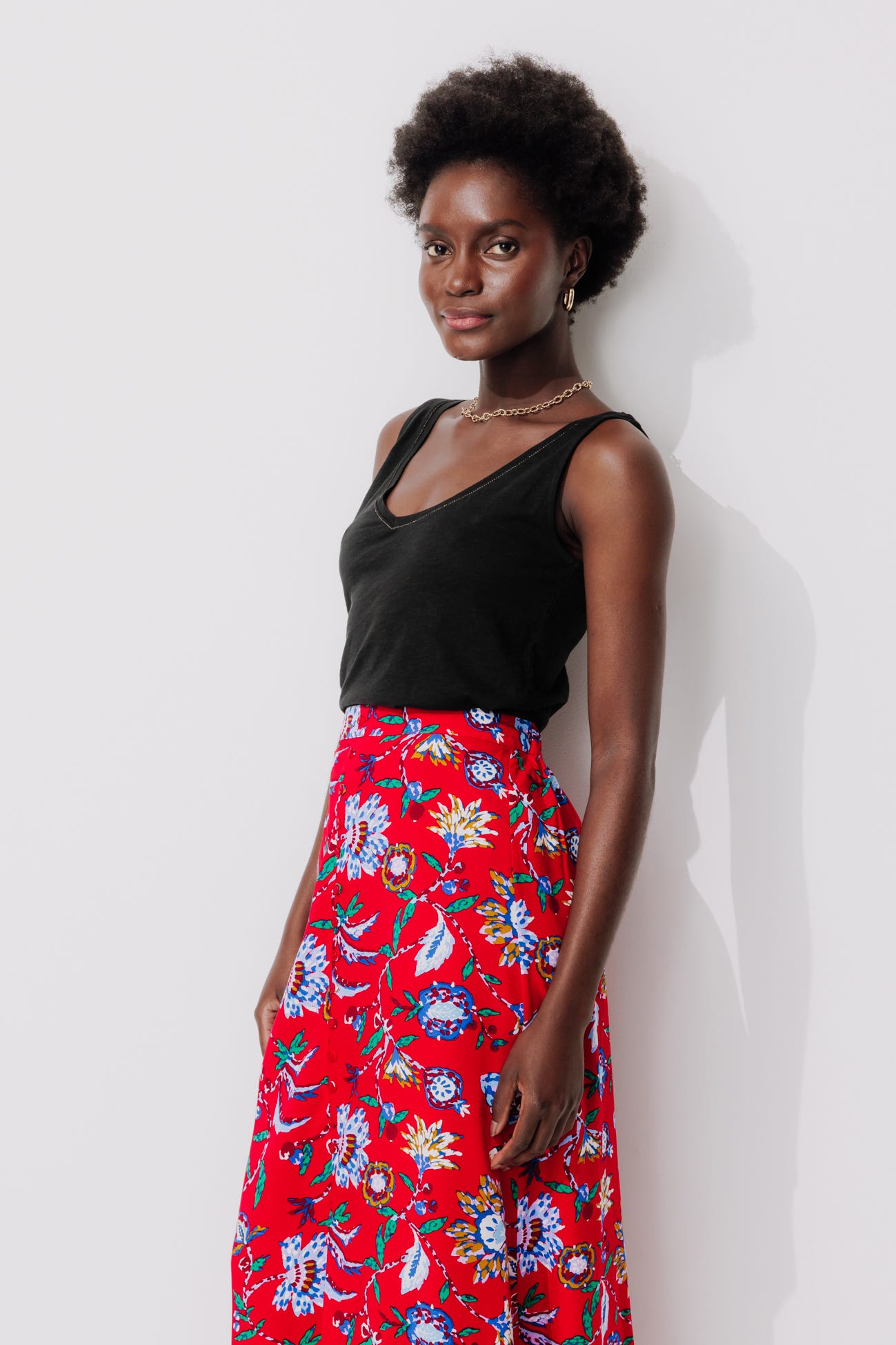 Top in cotone con scollo a V