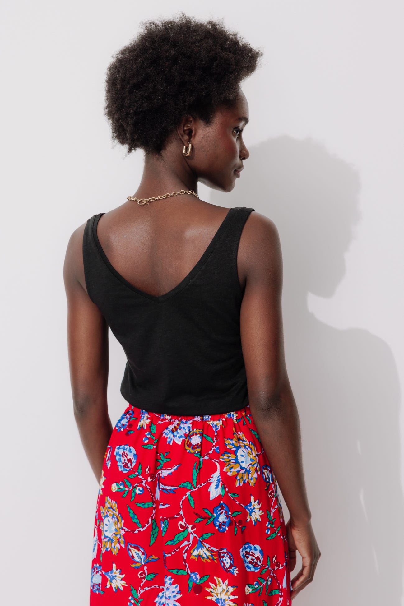 Débardeur col V en coton Femme