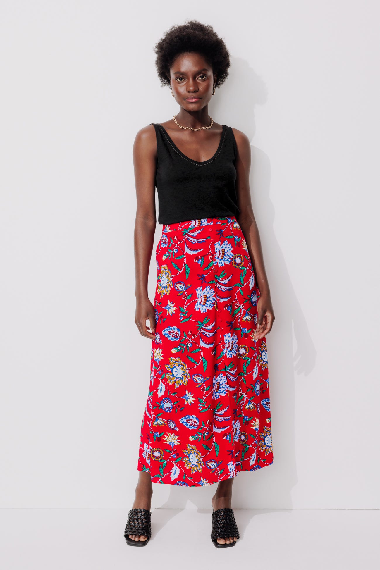 Top in cotone con scollo a V