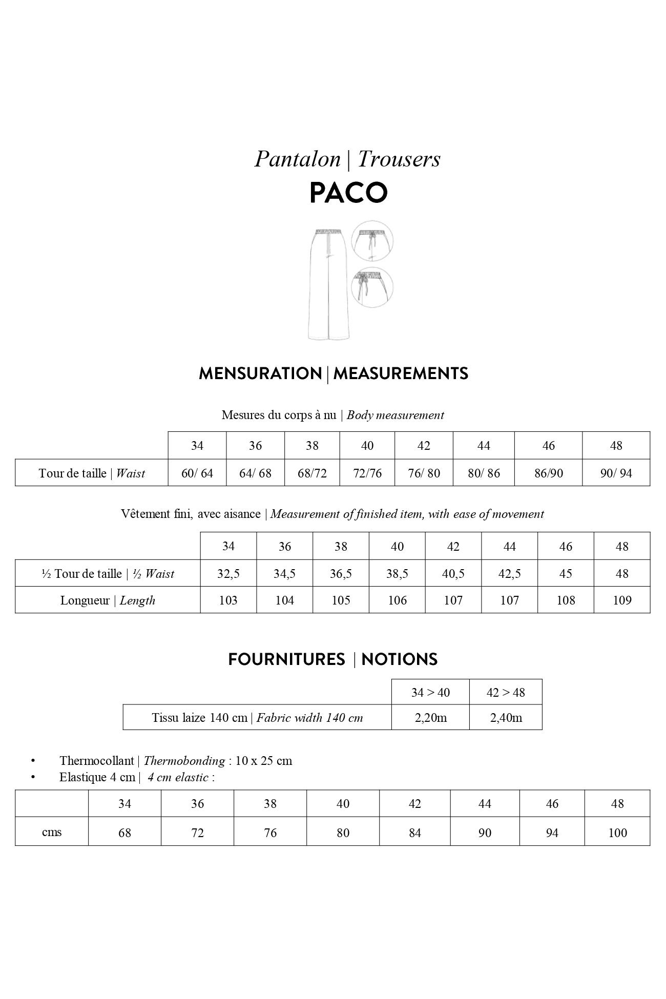 Cartamodello pantaloni PACO