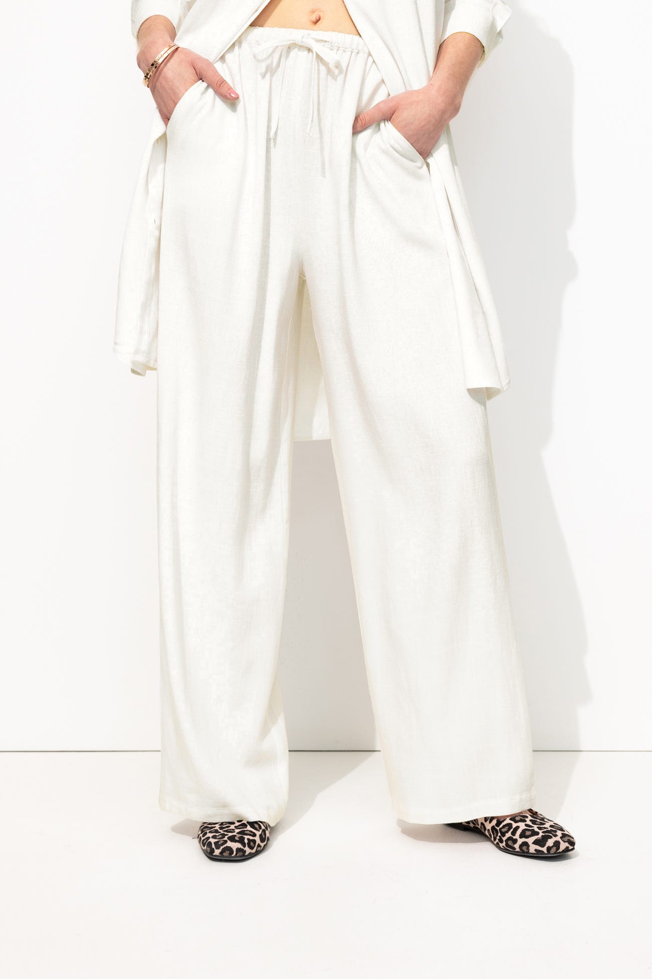 Pantalon large taille haute