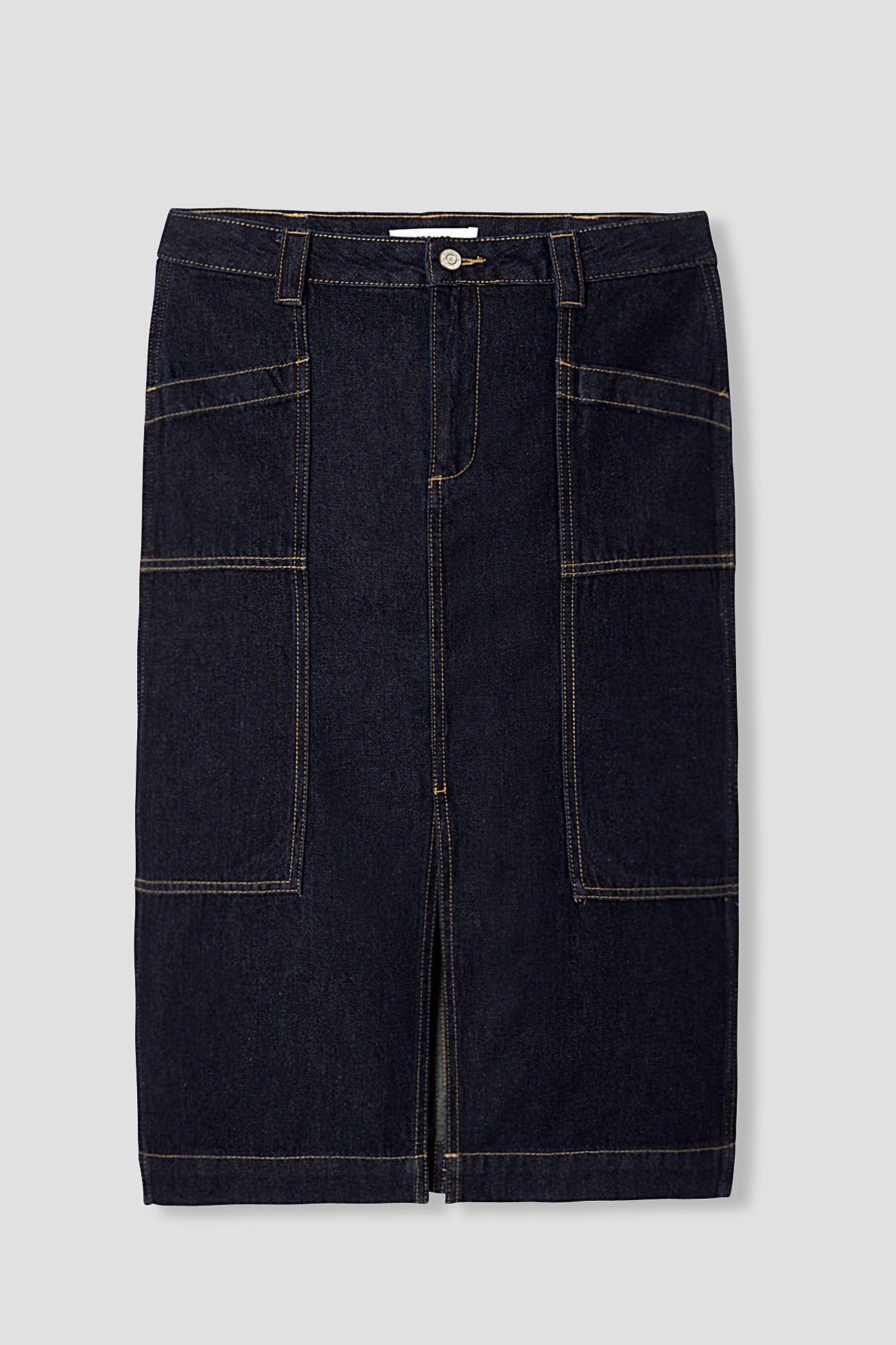 Jupe midi en jean brut