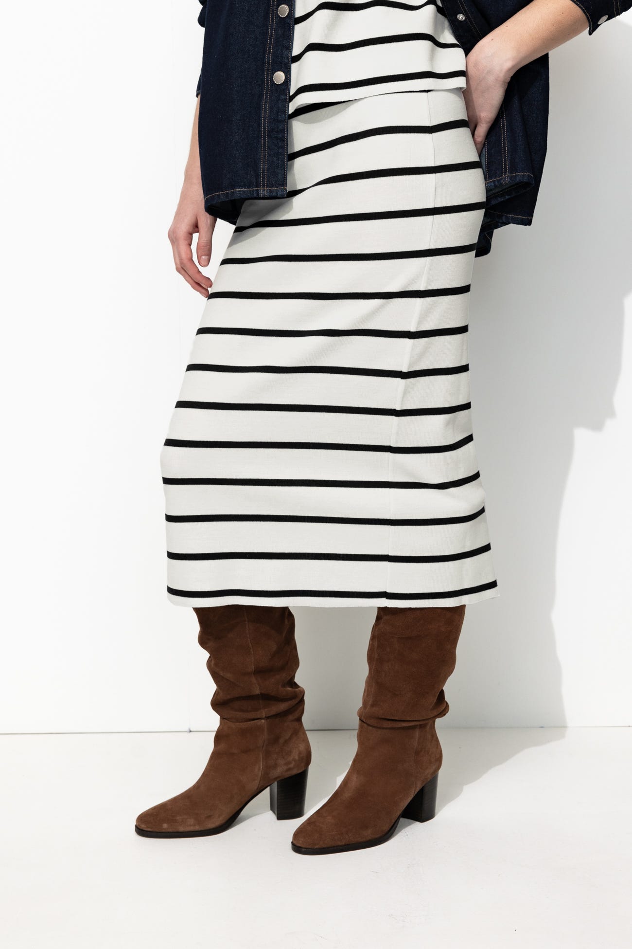 Jupe midi marinière Femme