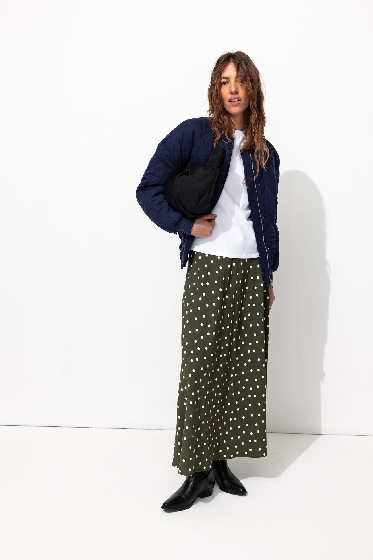 Jupe longue à pois Femme