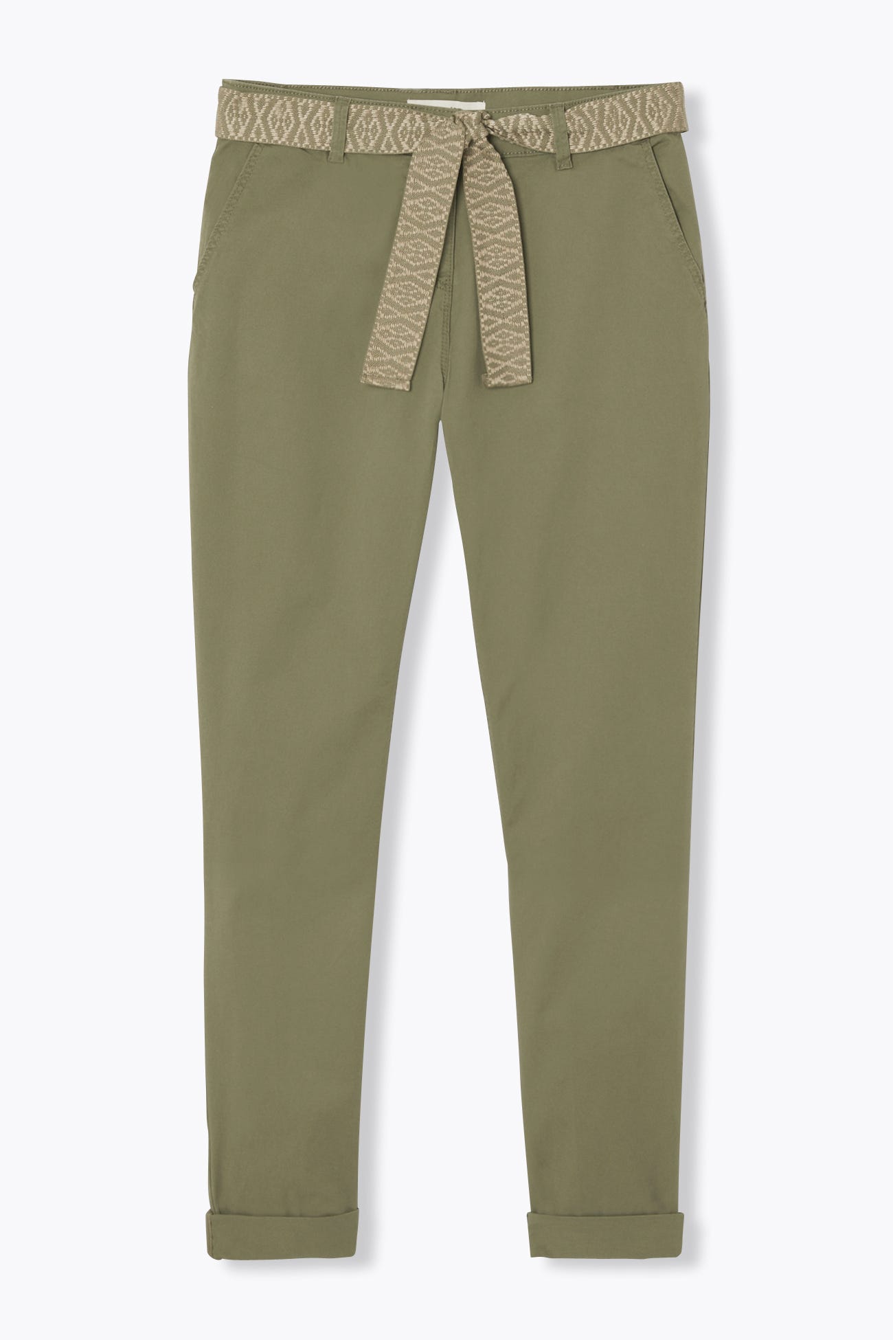 Pantalon chino ceinturé Femme