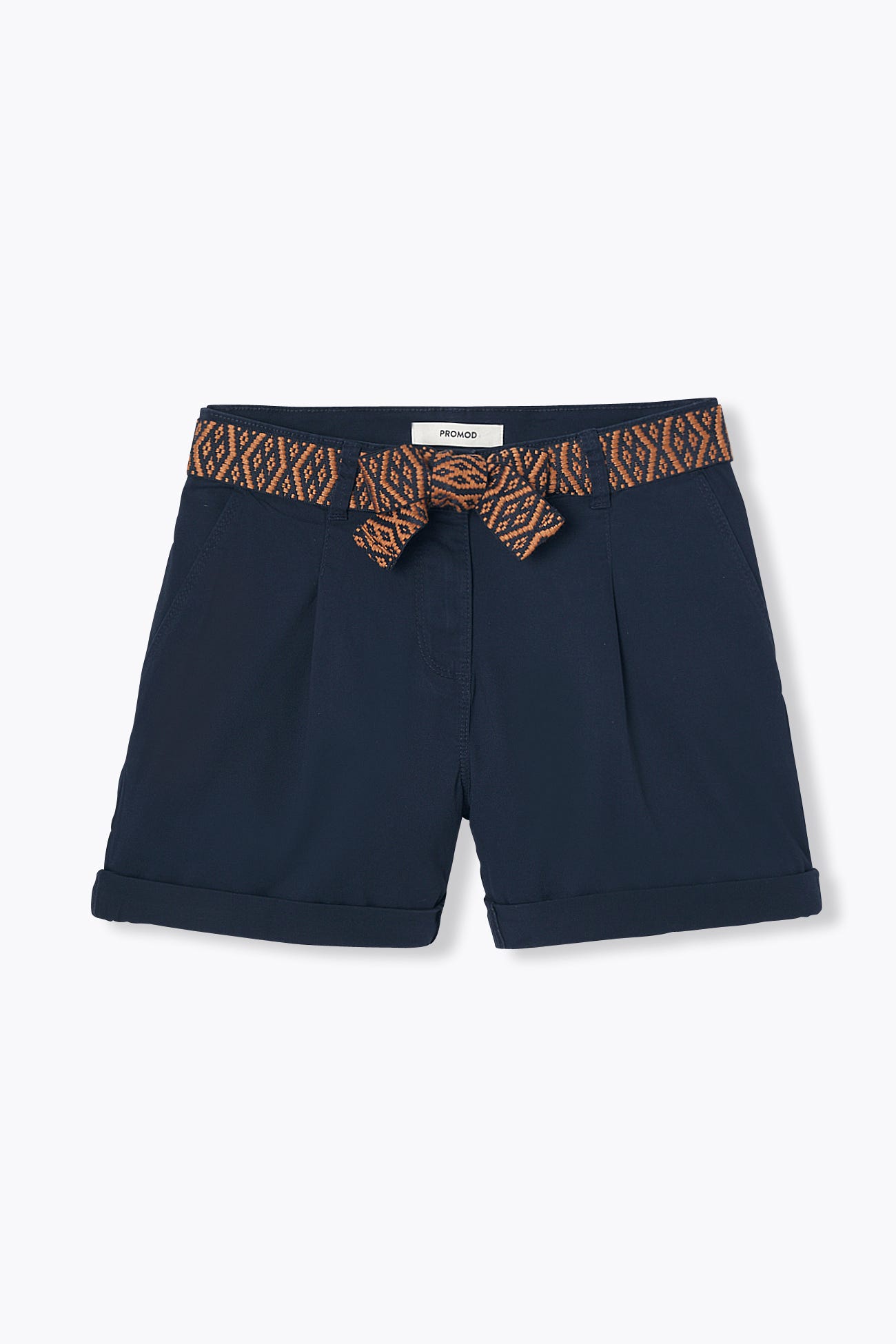 Belted pleat shorts