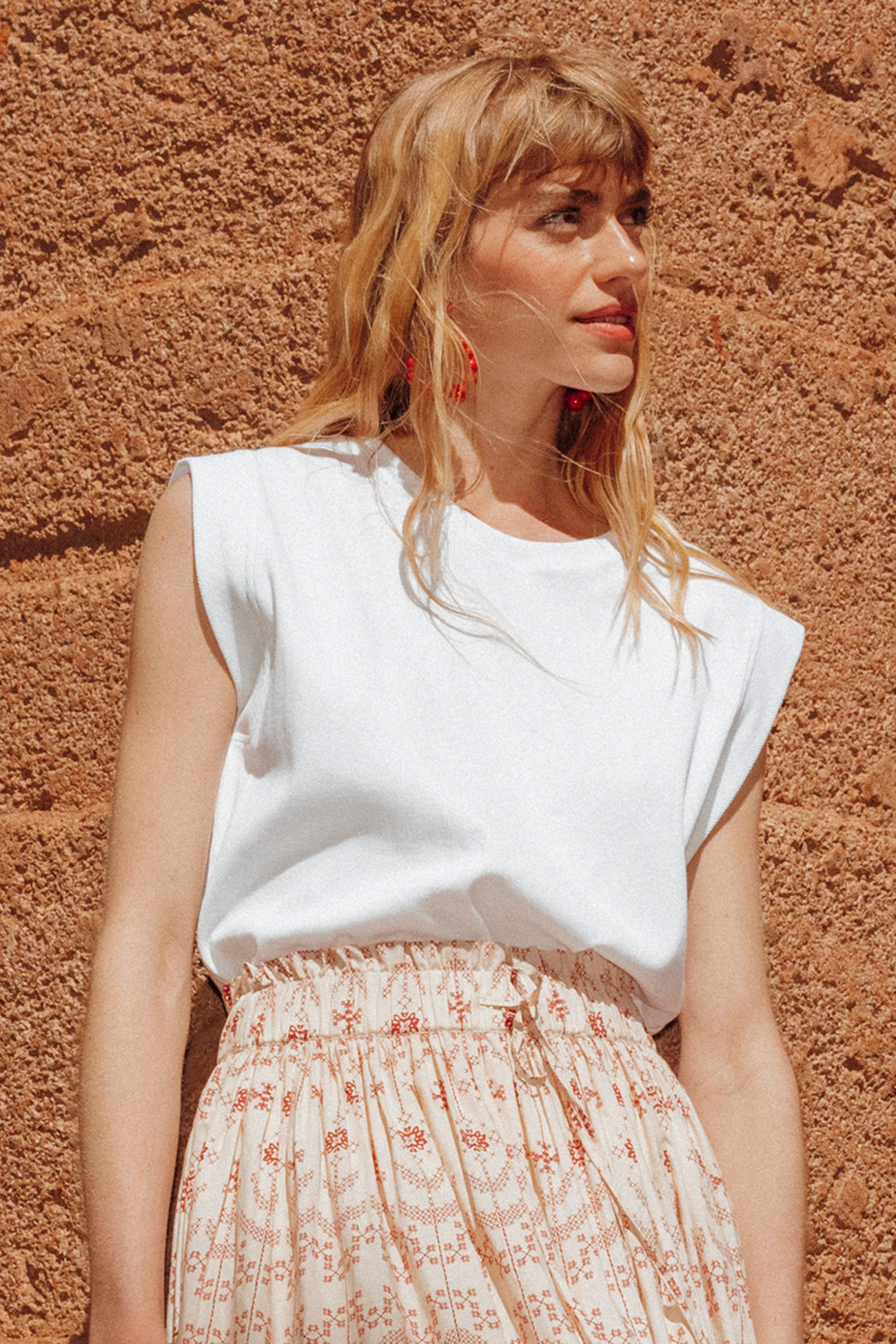 T-shirt sans manches côtelé