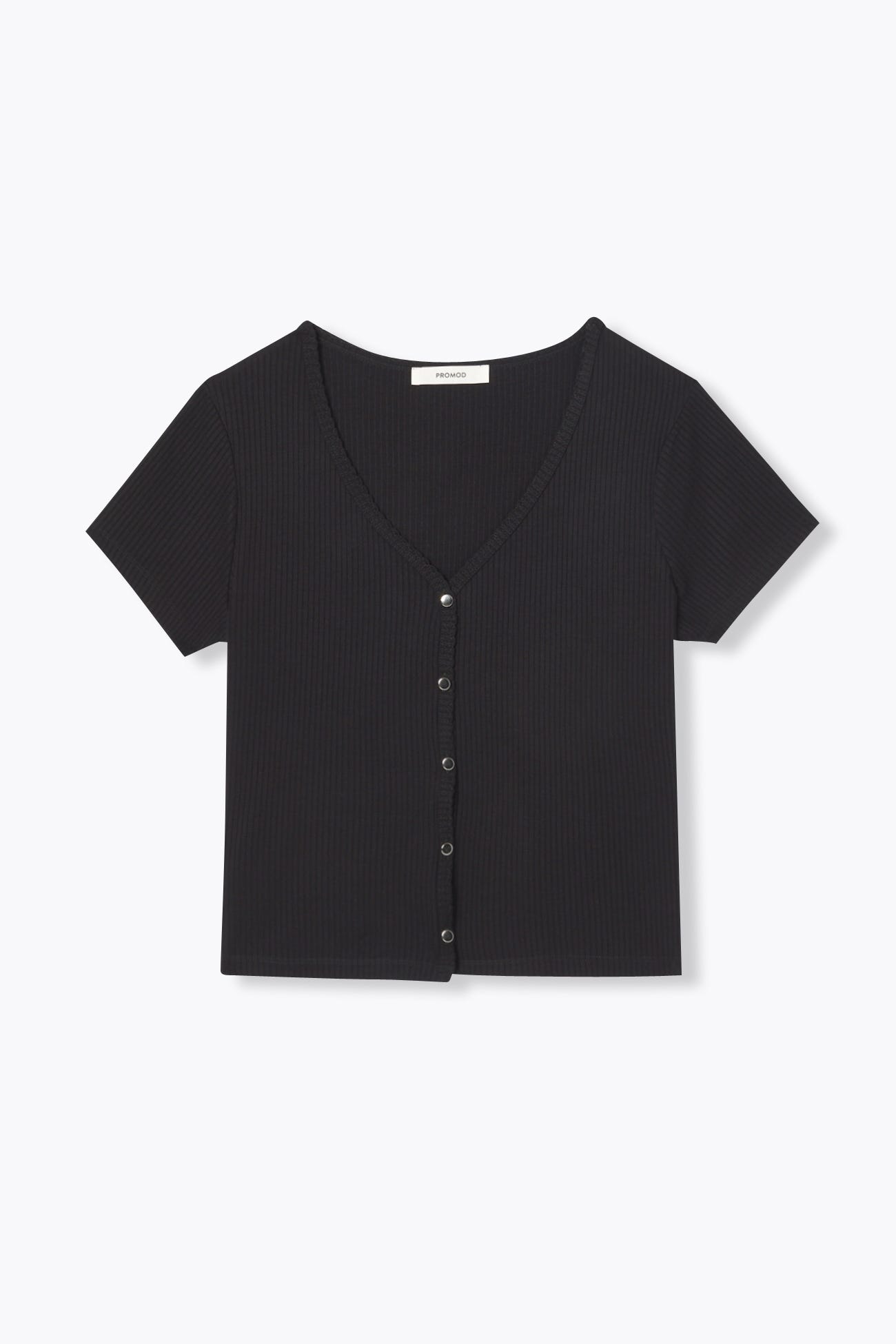 Rippshirt mit V-Ausschnitt