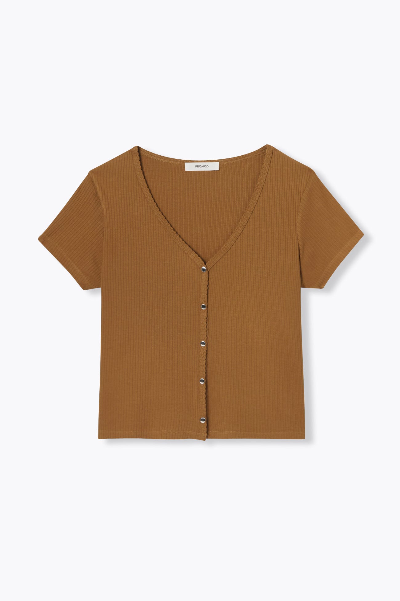 Camiseta canalé cuello pico