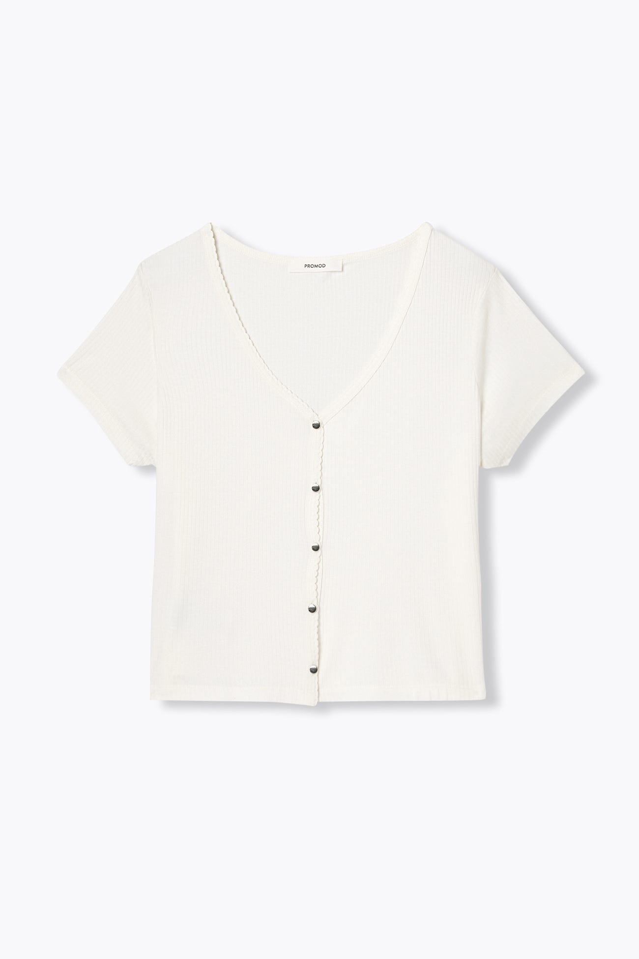 Camiseta canalé cuello pico