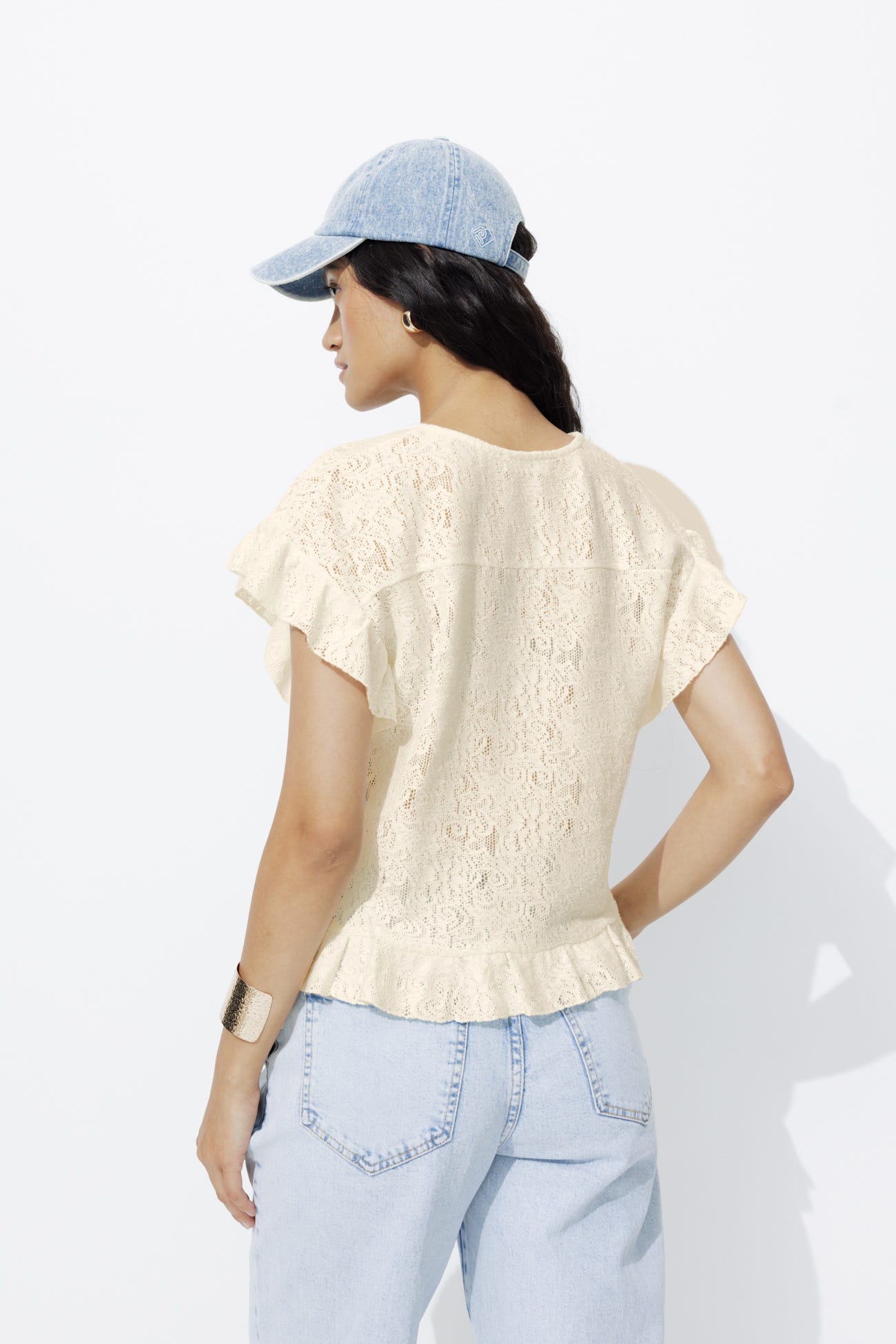 T-shirt effet dentelle Femme