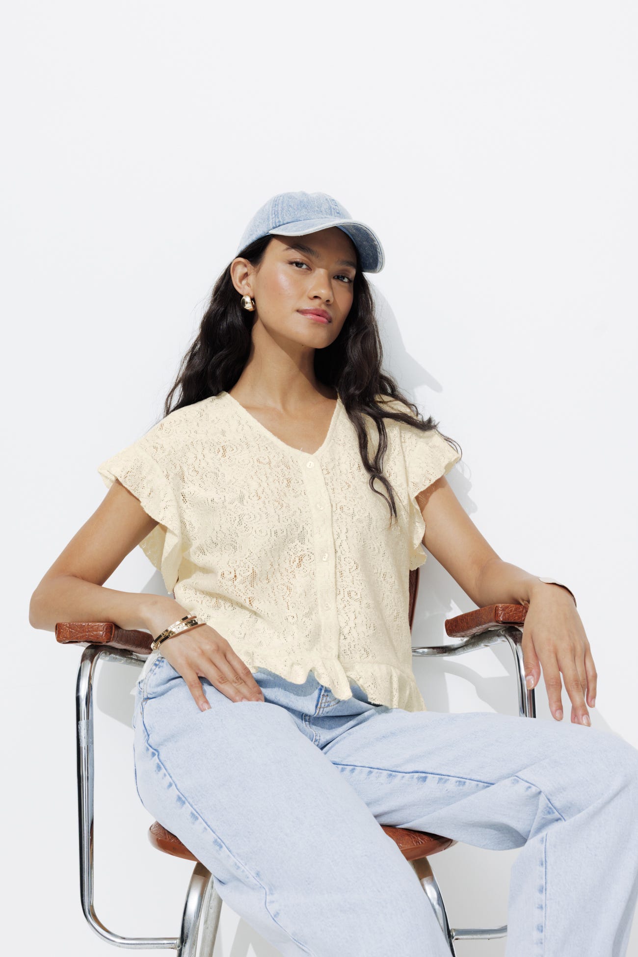 T-shirt effet dentelle Femme