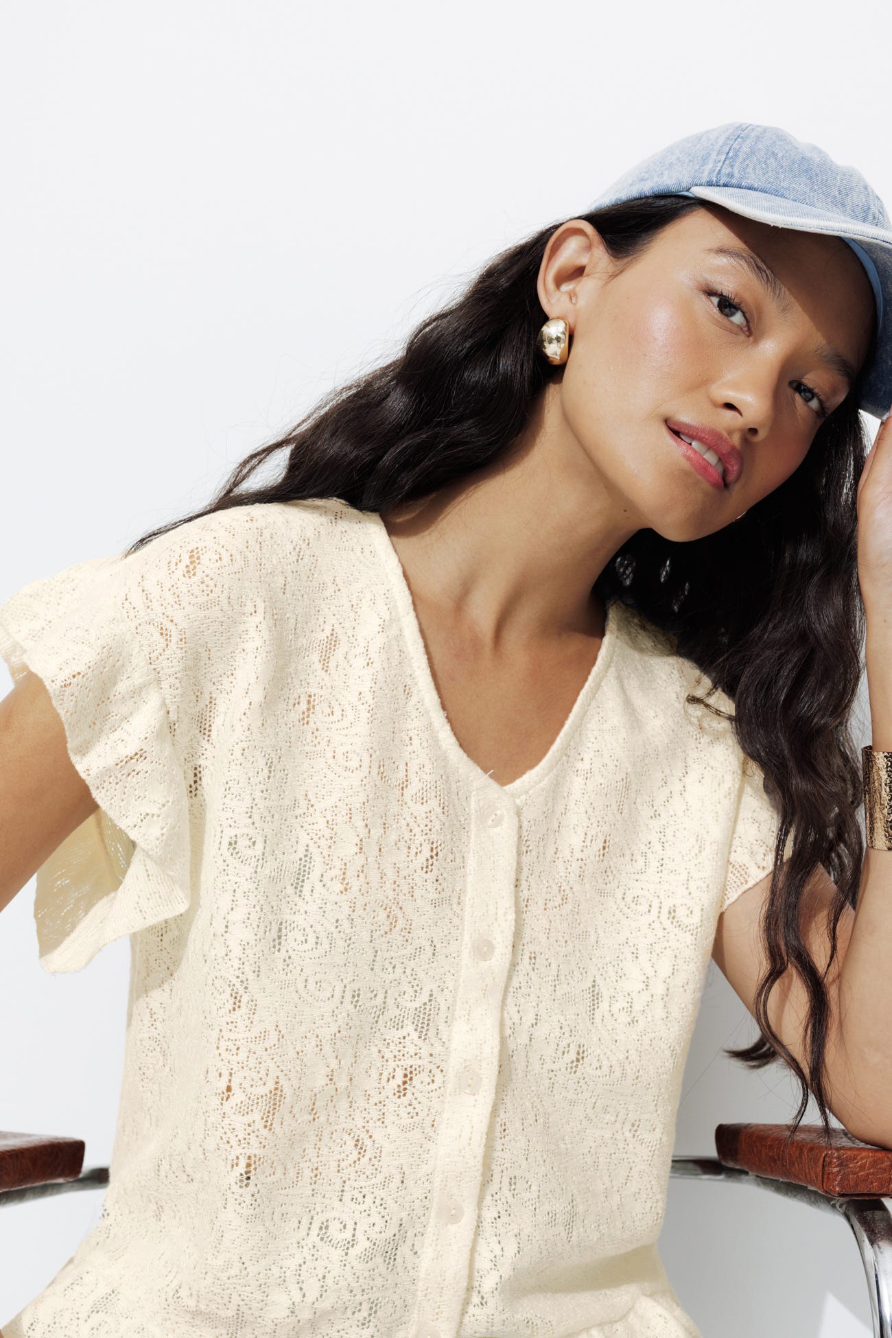 T-shirt effet dentelle Femme