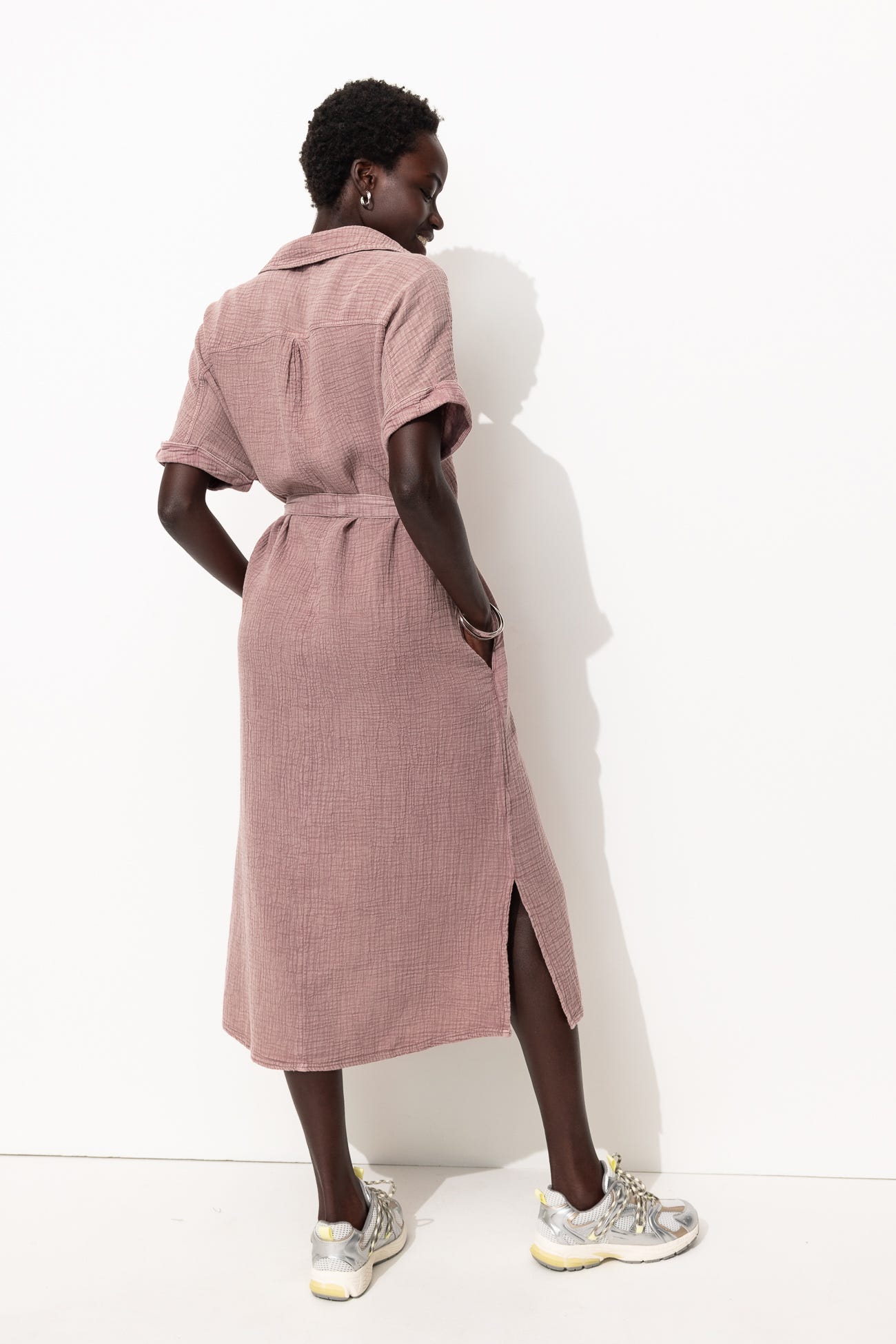 Robe midi en gaze de coton