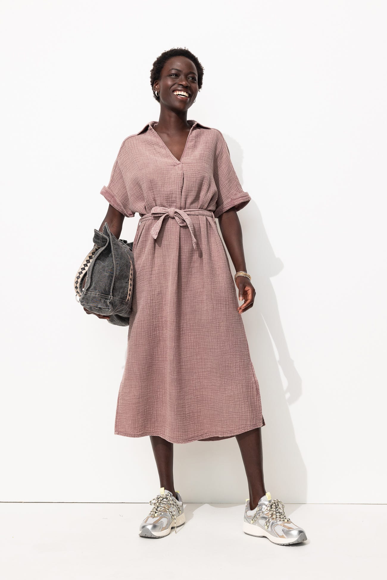 Vestido midi gasa de algodón
