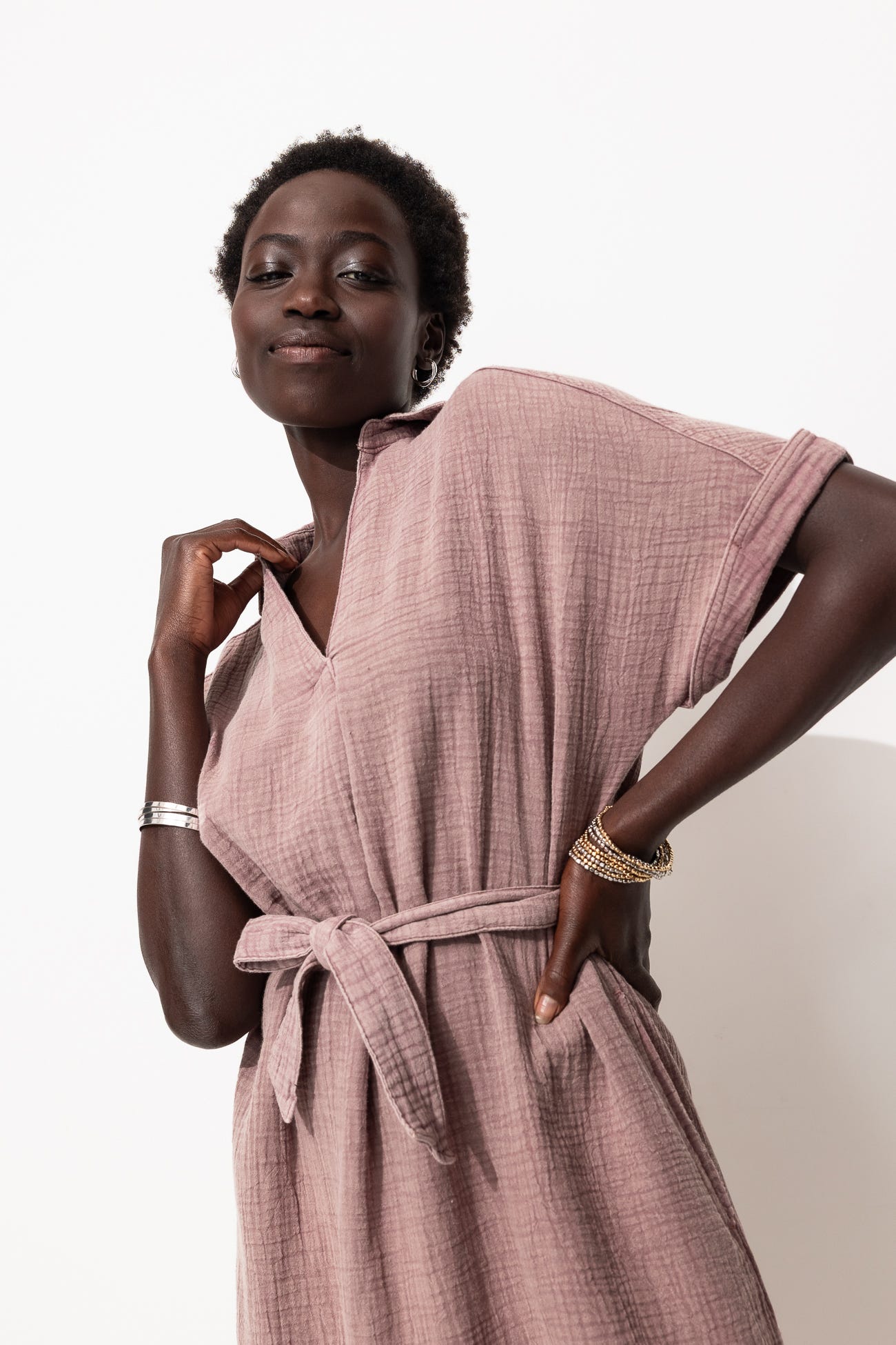 Robe midi en gaze de coton
