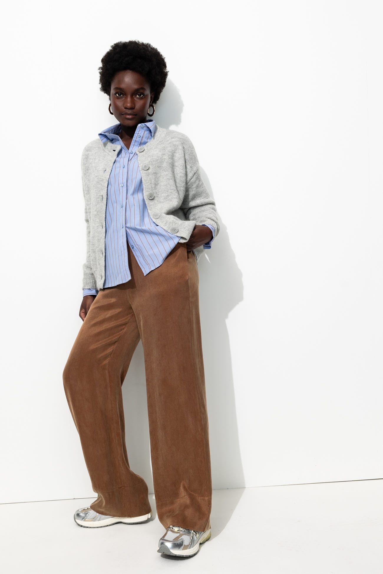 Pantalon large en satin Femme