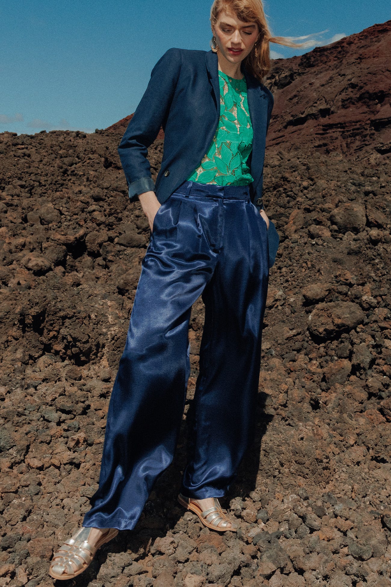 BILLY pantalon en satin Femme