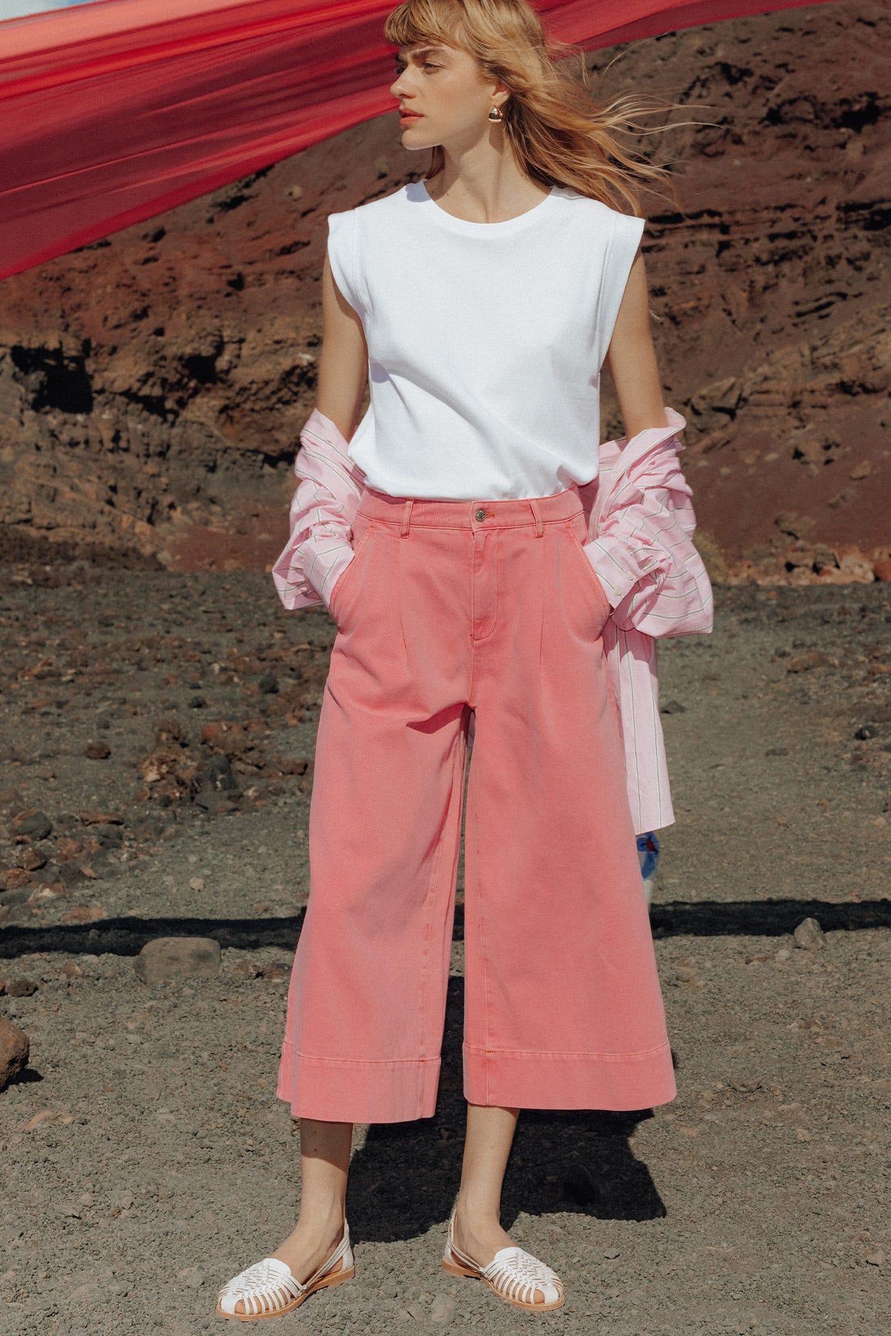 Jupe-culotte en toile Femme