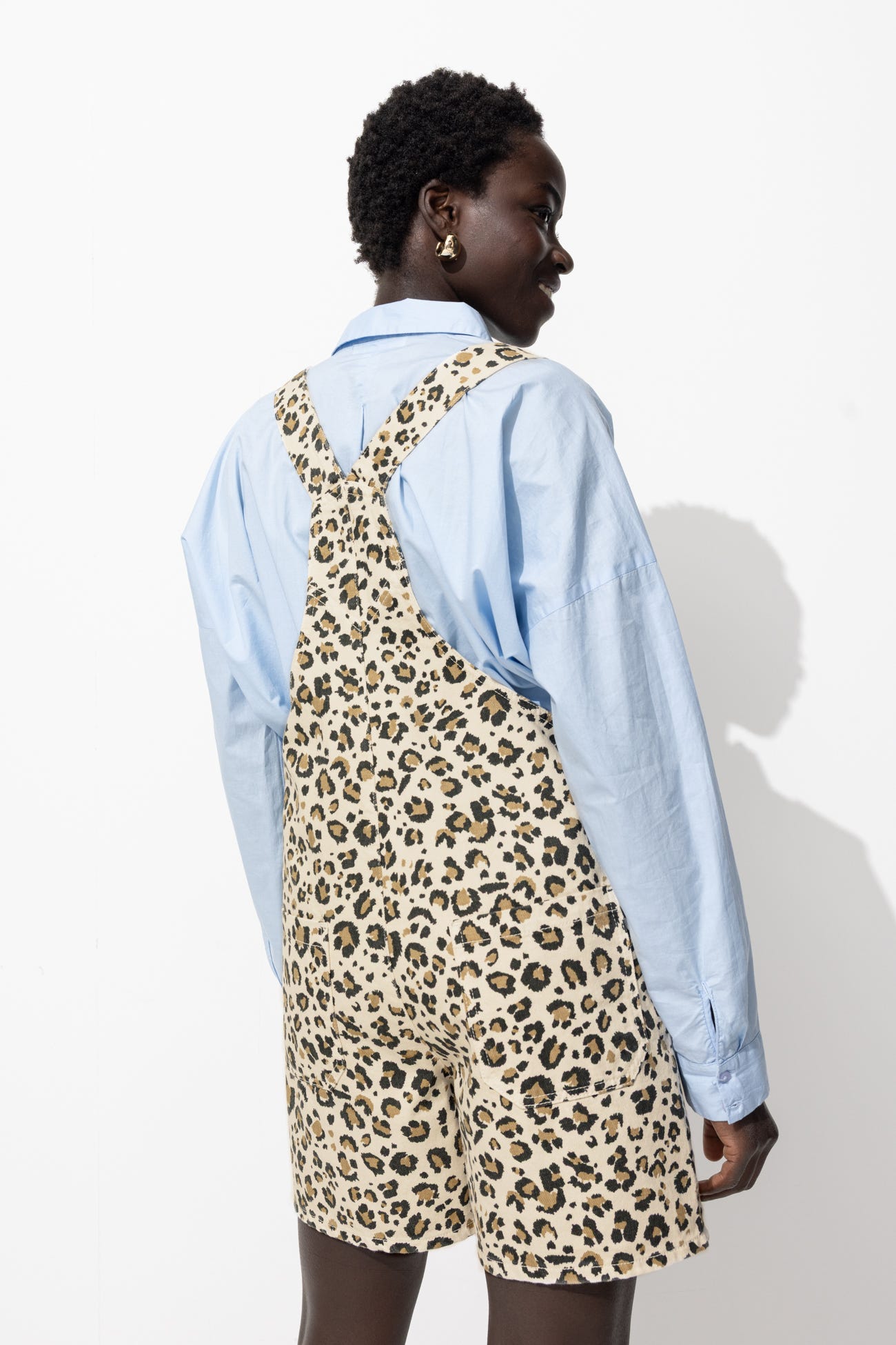 Leopard shorts dungarees