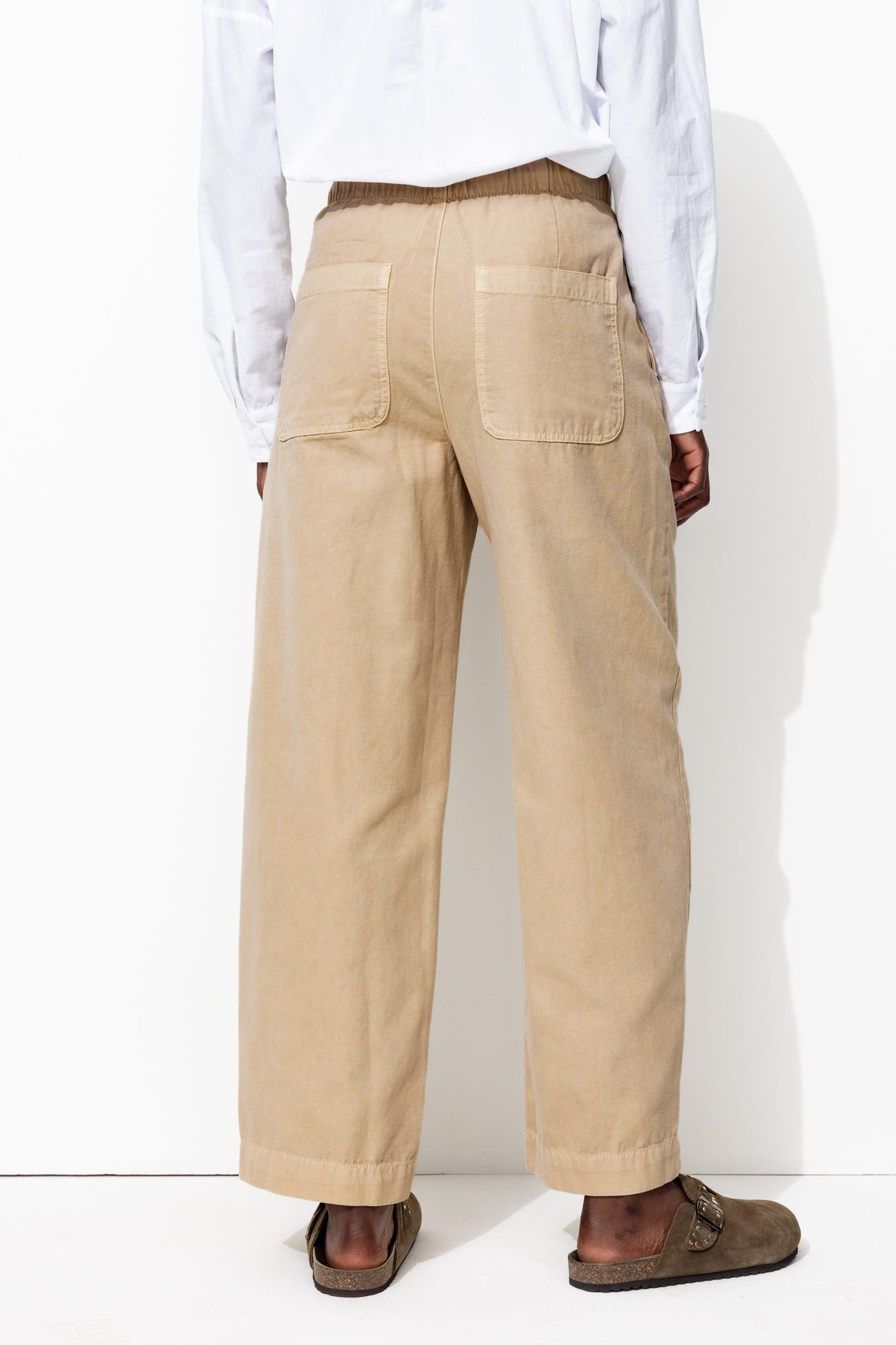Canvas balloon-fit trousers