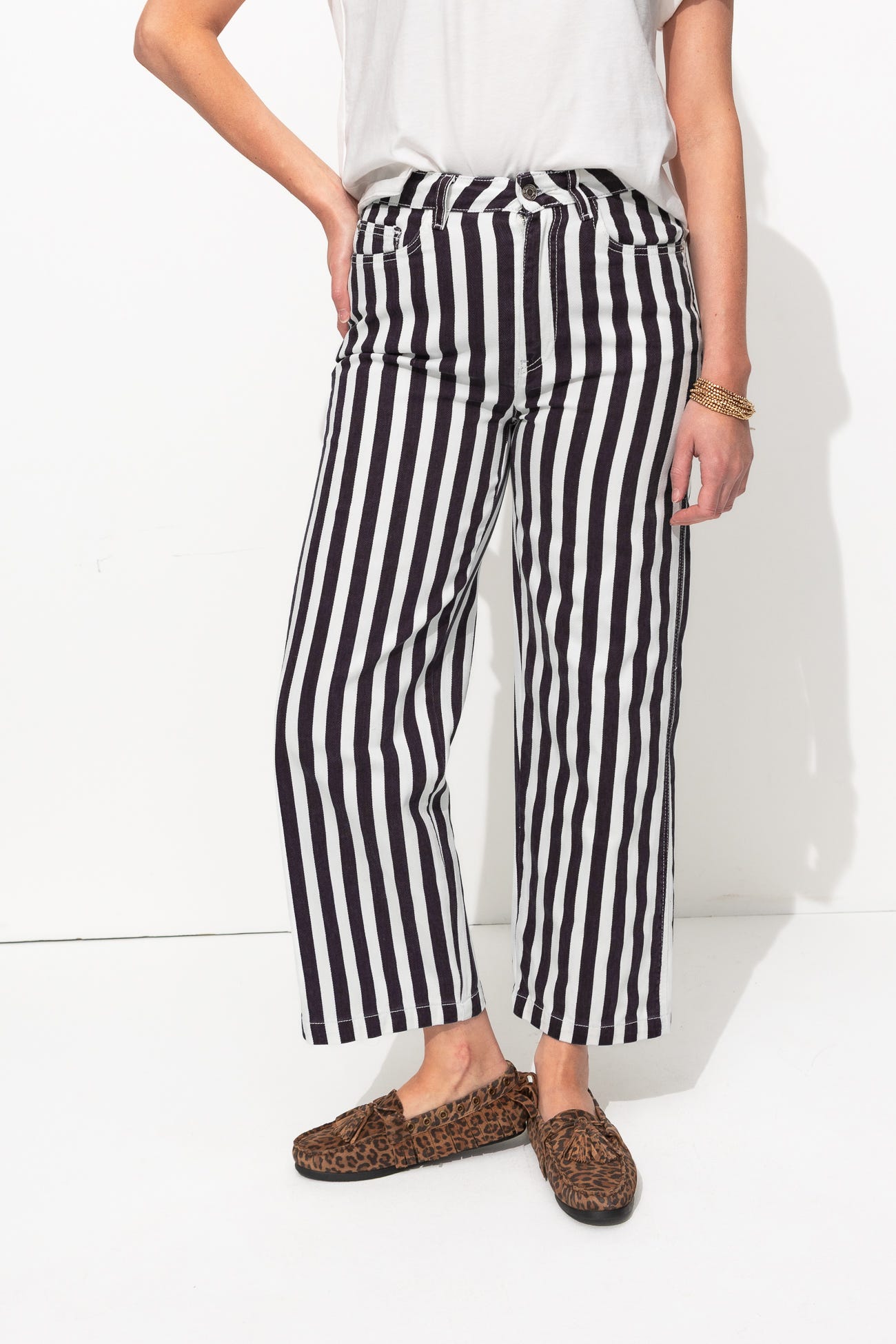 Pantalon court rayé Femme