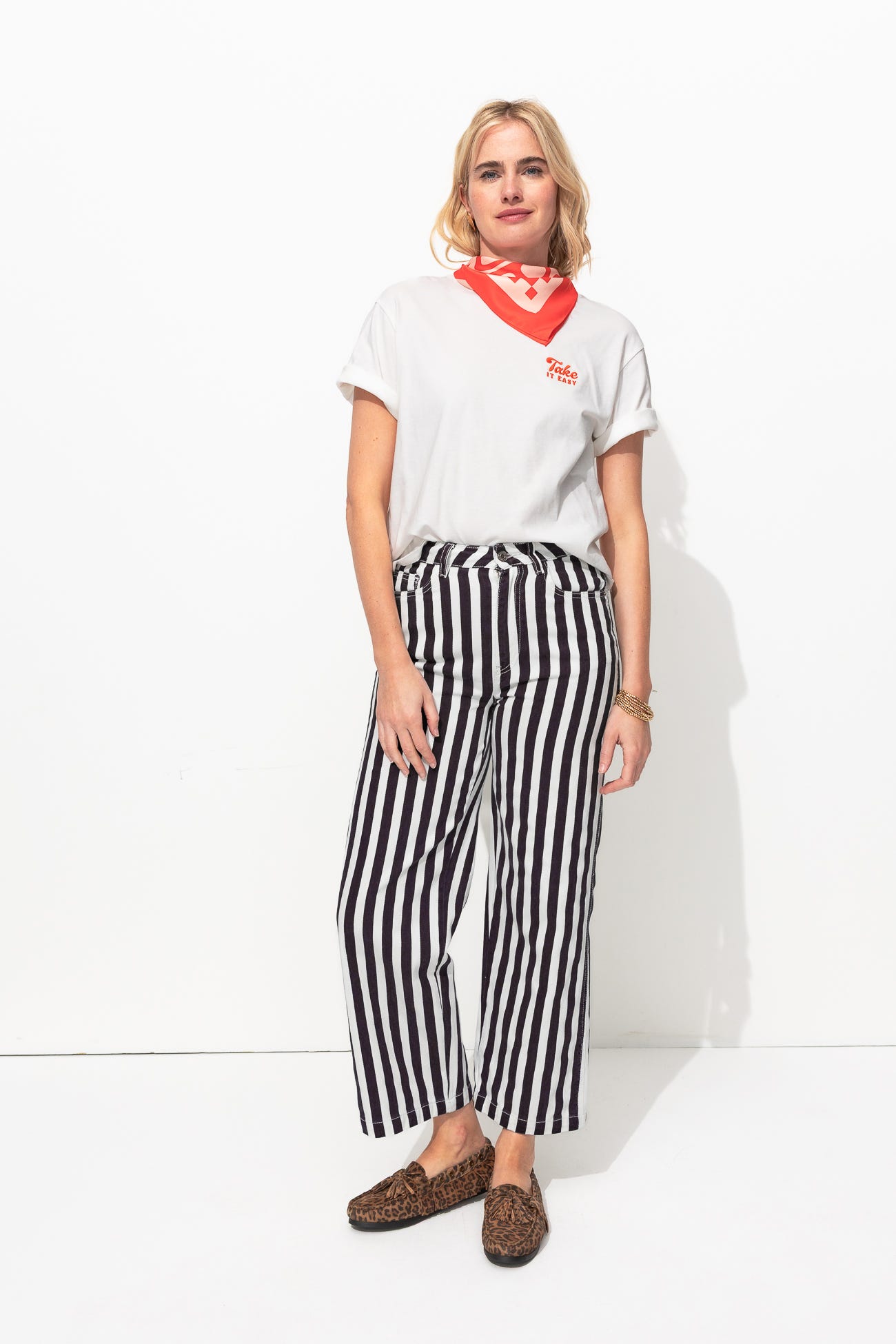 Pantalon court rayé Femme