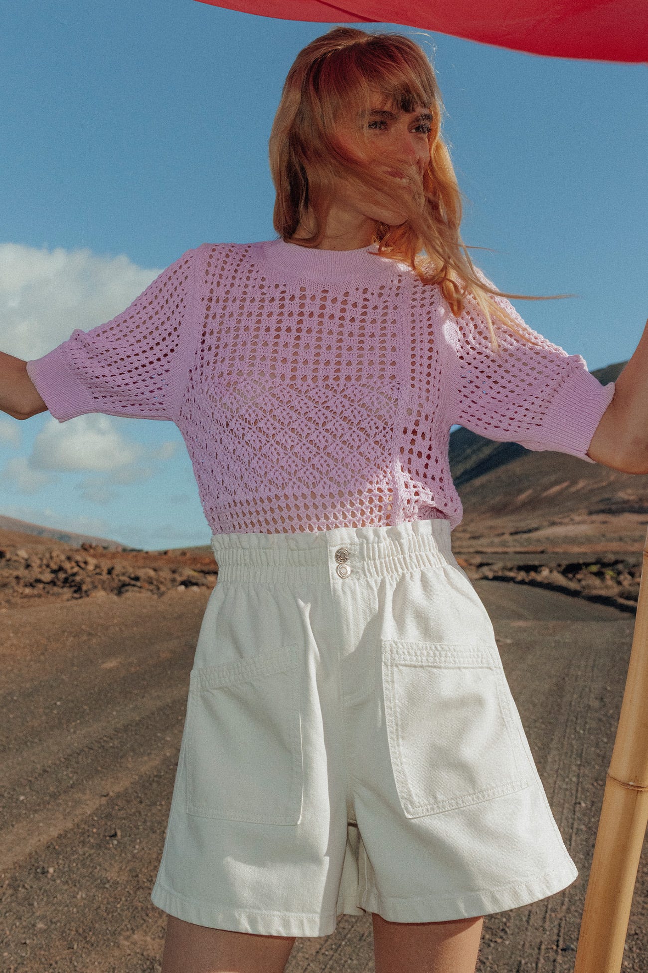 Short en toile unie Femme