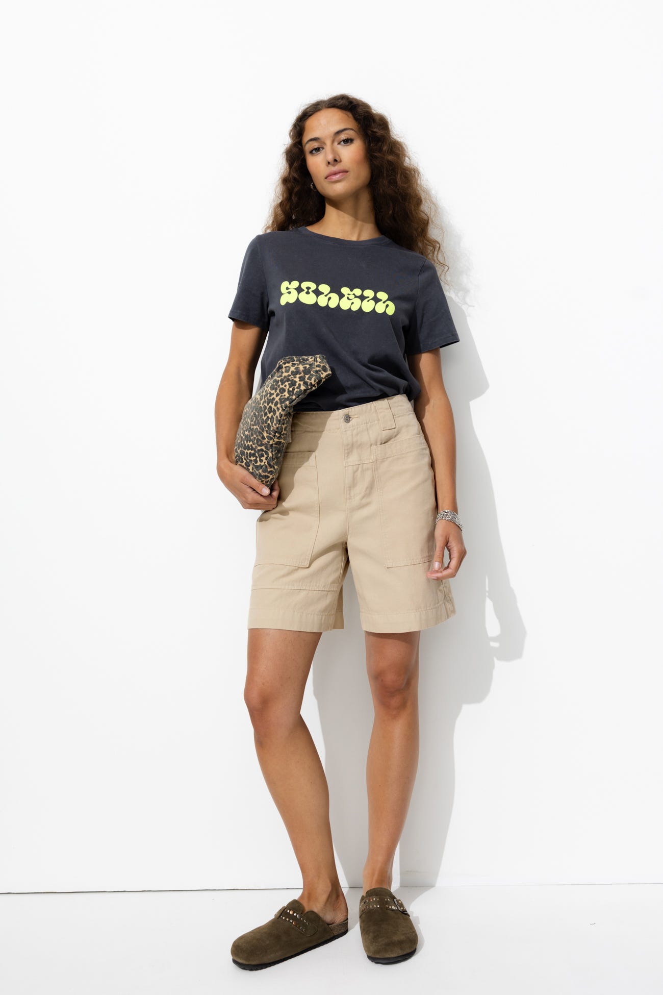 Short uni en toile Femme